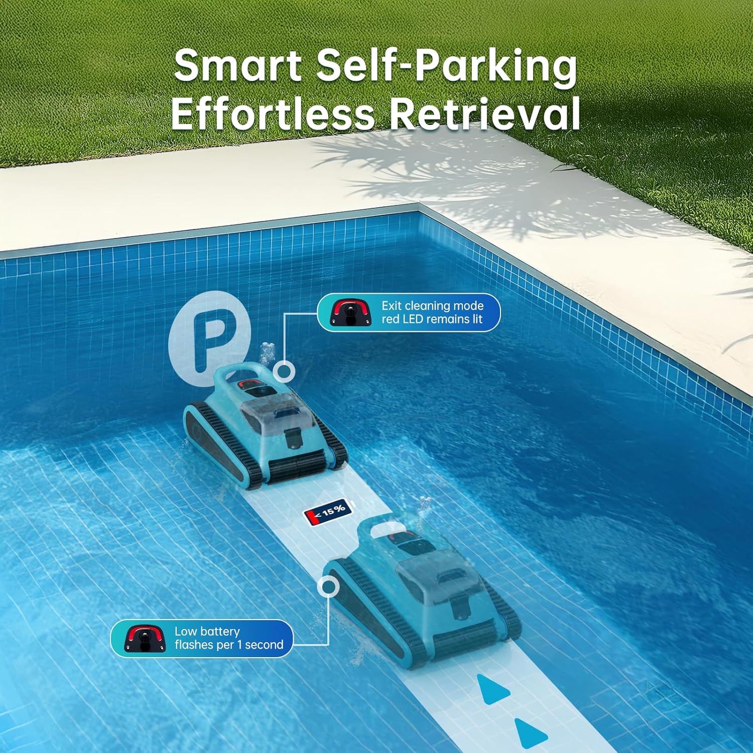 NexTrend Pool Vacuum for Inground Pools Cordless Robotic Pool Cleaner, Smart Navigation, 150min Runtime, 180W Powerful Suction, Floor Walls Waterline Cleans Up to 2,050 sq.ft
