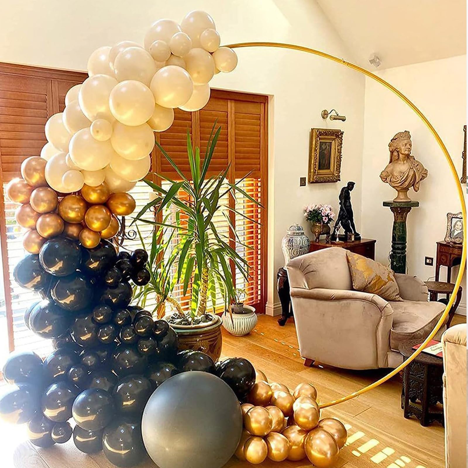 HJXGQJM Arco De Jardín De Metal para Boda, Soporte De Arco De Globos, Marco De Fondo Arqueado para Fiesta De Cumpleaños,Soporte De Arco De Globos De Metal para Decoración De Boda(White,100cm)