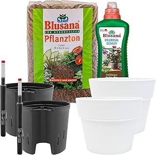 LENI Hydrokultur Komplett-Set | Hydro-Bewässerungssystem | Komplettsystem mit Kulturtopf, Gießanzeige, Pflanzton, Dünger | Blumentopf Classic Ø 26 cm Höhe 22 cm | Für Zimmerpflanzen | Outdoor & Indoor