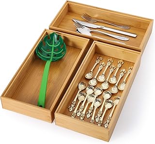 Yarlung 3 Pack Silverware Tray Drawer Organizer  Bamboo Kitchen Utensils Organiz - Compare price