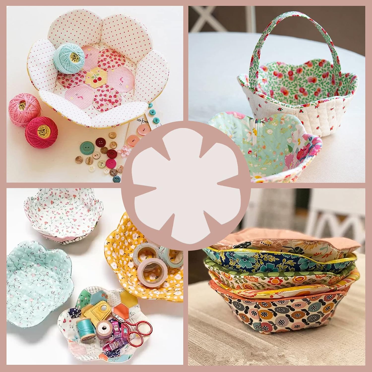 TXIN Bowl Cozy Template, Flower Pattern, Acrylic, 8/10/12 Inch
