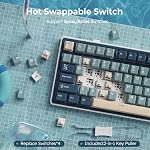 RK ROYAL KLUDGE R75 Wireless Mechanical Keyboard, 75% Percent Custom Gaming Keyboard Gasket Mount RGB Backlit with Knob & PBT Keycaps, BT5.1/2.4GHz/USB-C, Hot Swappable Cream Switch