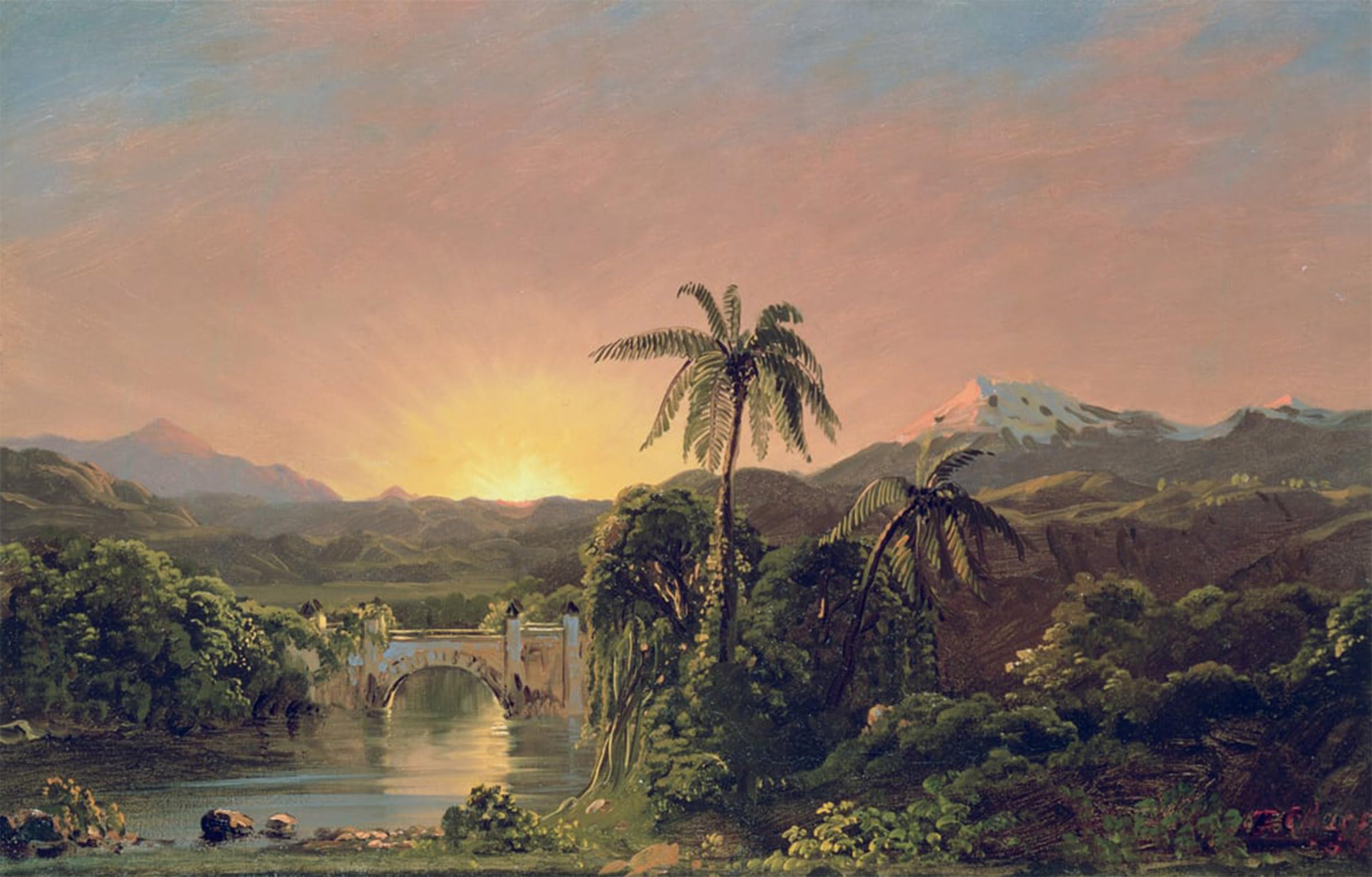 ARTXLXXBN Famous Prints Artwork Pictures Poster Painting Art Sunset in Equador by Frederic Edwin Church Artwork Landscape Pictures for Home Decor 60x90cm