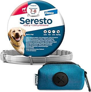 Elanco Seresto Promo-Set: Zecken- und Flohschutz für große Hunde ab 8 kg mit Kotbeutelspender, Halsband tötet Zecken und Flöhe schnell ab und schützt 7 bis 8 Monate lang