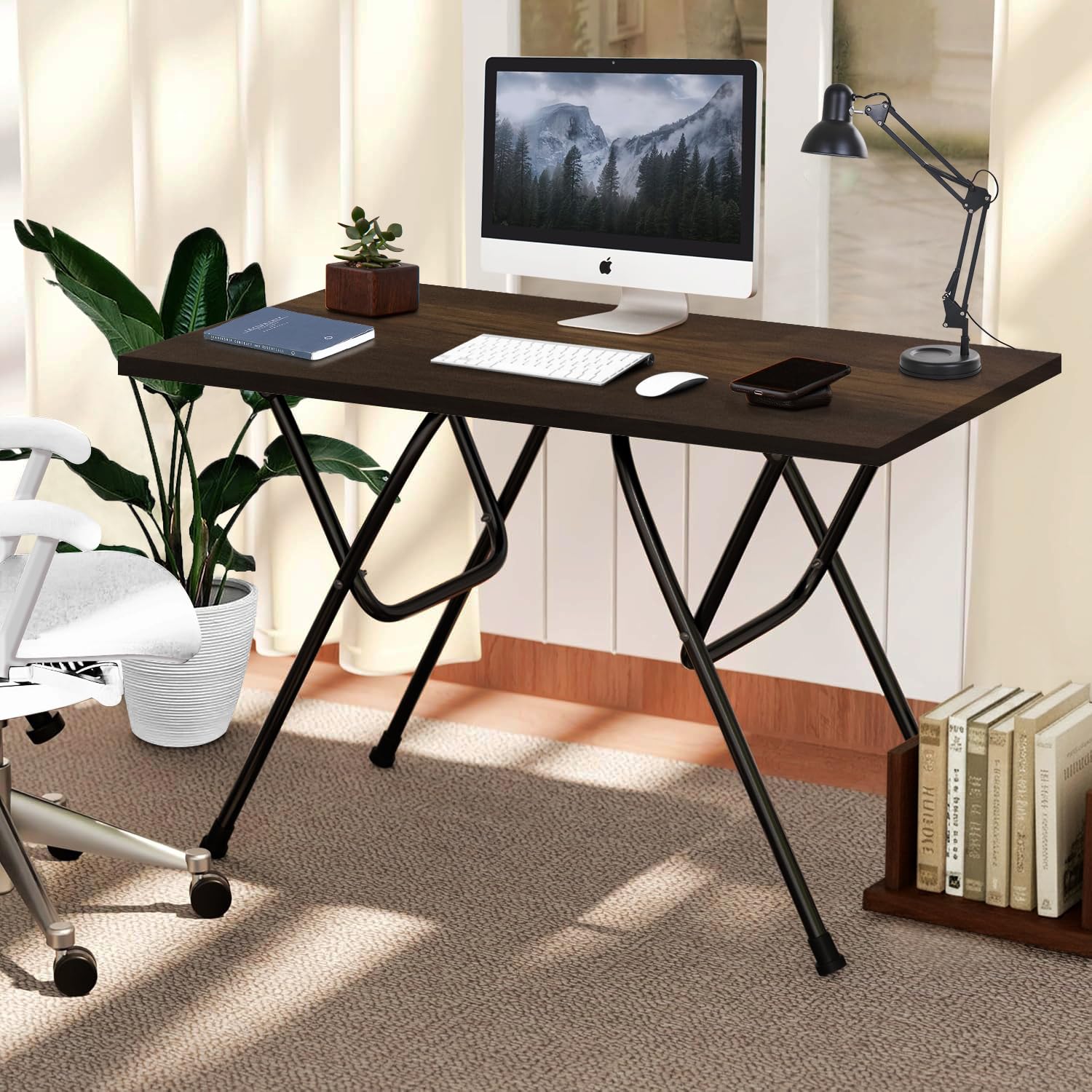 Torche Multipurpose Foldable & Portable Study Table, Computer Desk, Foldable for Office Work, Laptop Desk, 2 Seater Dining Table for Home and Office (Exotic Teak)-picture-11