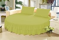 Vista 11 de Falda de cama – 1 pieza sólida de 21 pulgadas, con doble volante, caída a medida, para cama redonda, algodón puro de 800 hilos