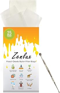 ZenLux Rosin Press Bags 2x4 inch | 40 Pack | 1 x Wax Carving Tool | 3 x Parchment Papers | Premium Nylon Filter Press Bags for Heat Press | Double-Stitch | Reusable (25 micron)