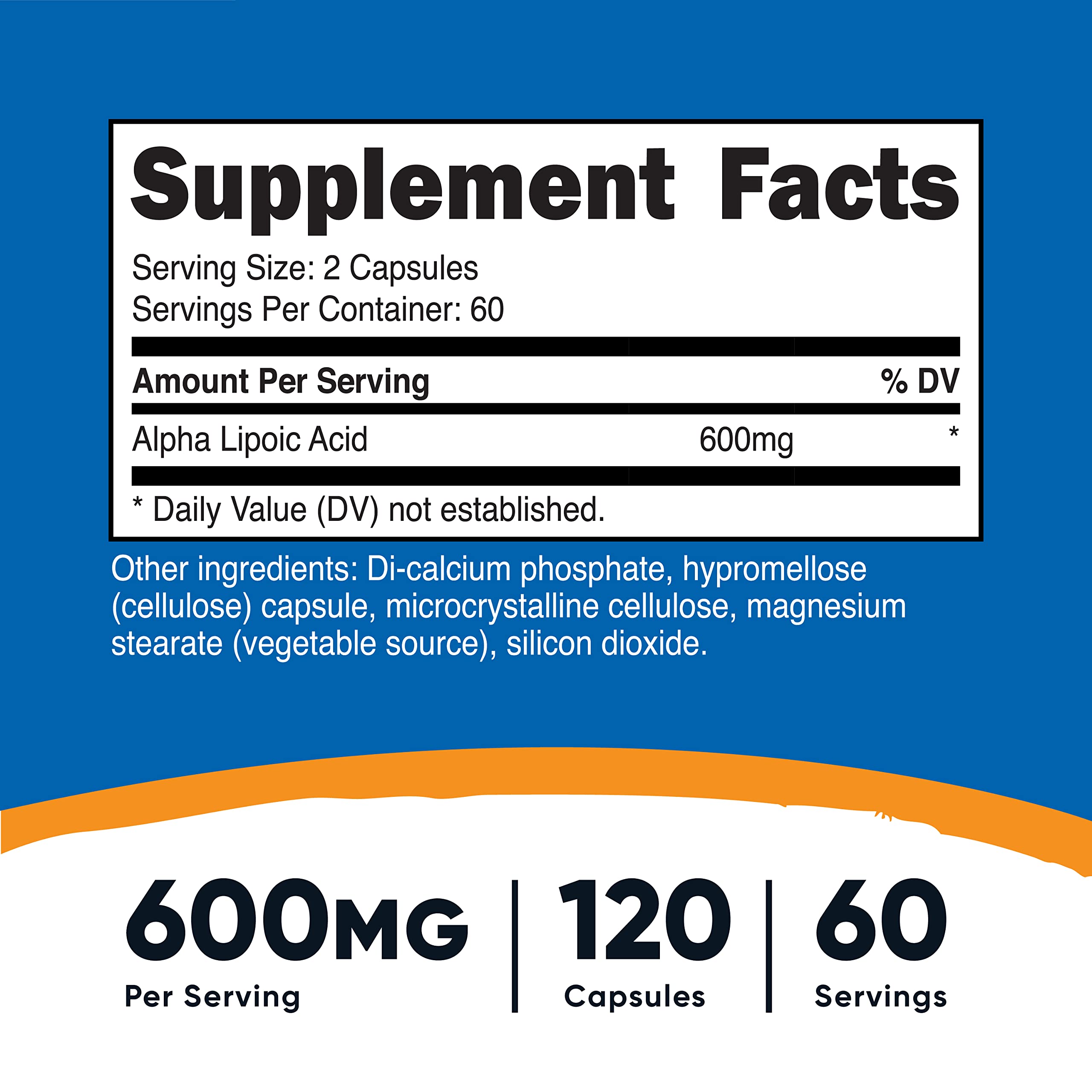 Nutricost Alpha Lipoic Acid (600mg) 120 Capsules, 60 Servings — Amazon image 2