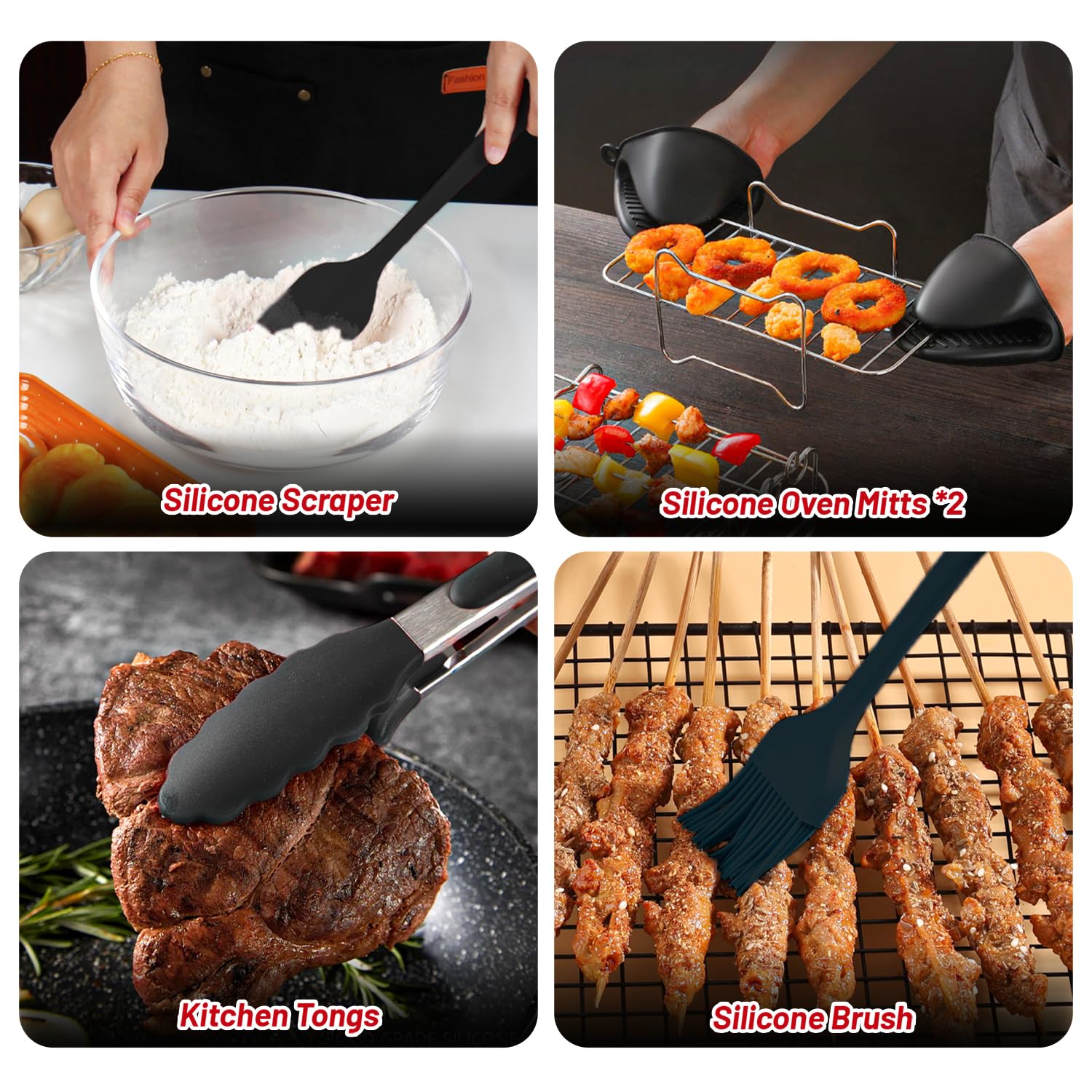 Tefal Accessori friggitrice ad aria calda – Accessori Airfryer per Tefal EY942B Dual Easy Fry XXL 11L (6,5/4,5L), 24 pezzi Air Fryer Accessories – Stampo in silicone per grigliate, carta da forno