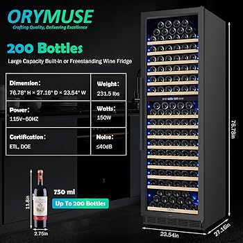 ●Nuwine Amazon.com: 200 Bottle Dual Zone Wine Fridge – 24 Inch Large