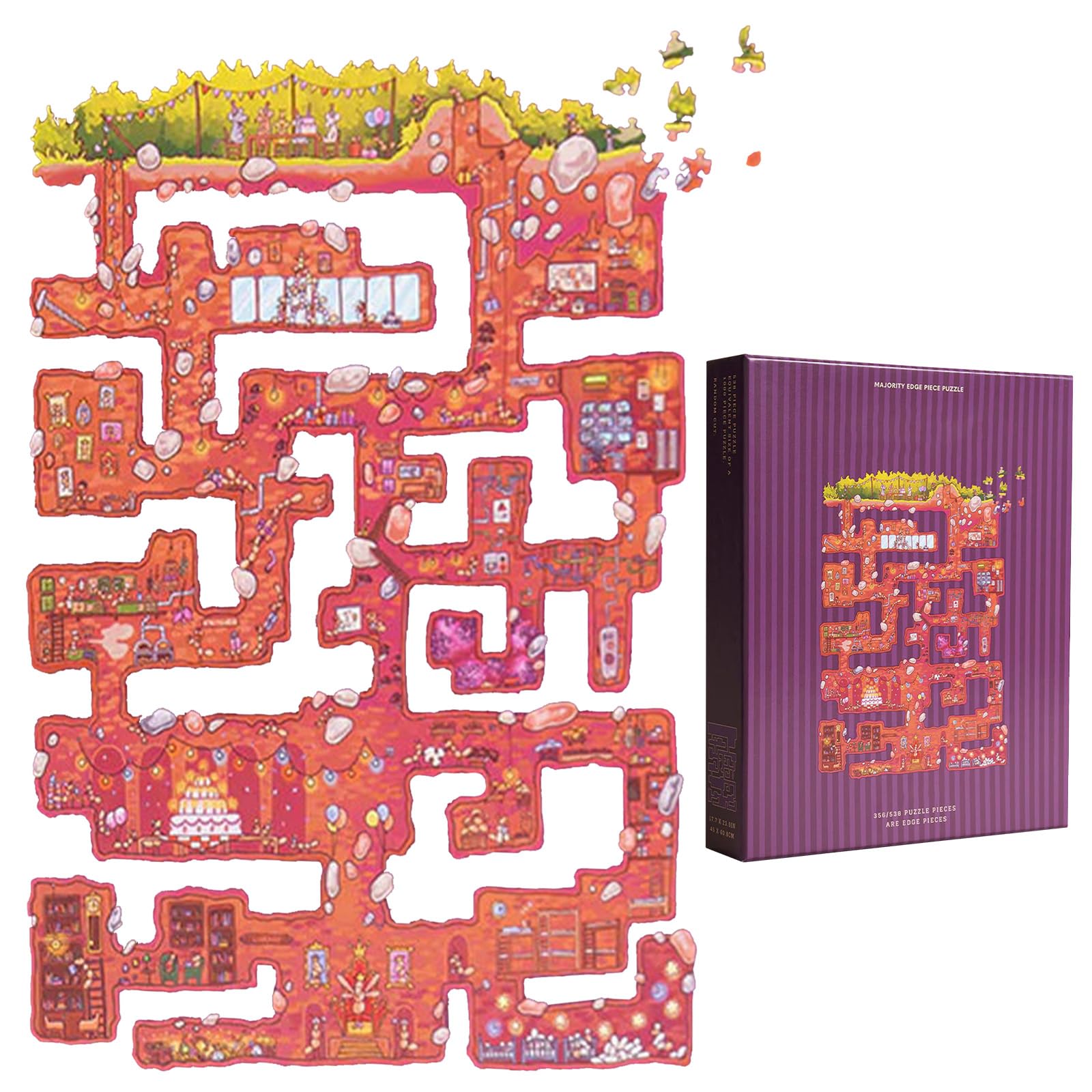 BRTNUP All-Edge Jigsaw Challenge-Birthday Heist on the Hillside, 501Piece Edges Puzzle Kit All Edge Jigsaw Puzzles Birthday Heist on the Hillside Edges Piece Puzzles Challenging Puzzle Game for Adults