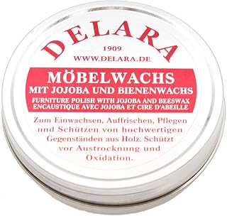 DELARA Sehr hochwertiges M&ouml;belwachs mit Jojoba und Bienenwachs, sch&uuml;tzt vor Austrocknung und Oxidation, Farbe: Braun - Made in Germany
