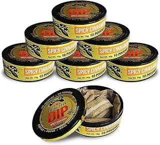 TeaZA Herbal Energy Pouch Spicy Cinnamon Flavor, Nicotine Free, Tobacco Free Pouches Smokeless Tobacco Replacement, Made with Green Tea Energy Dip Pouches (8 Pack)
