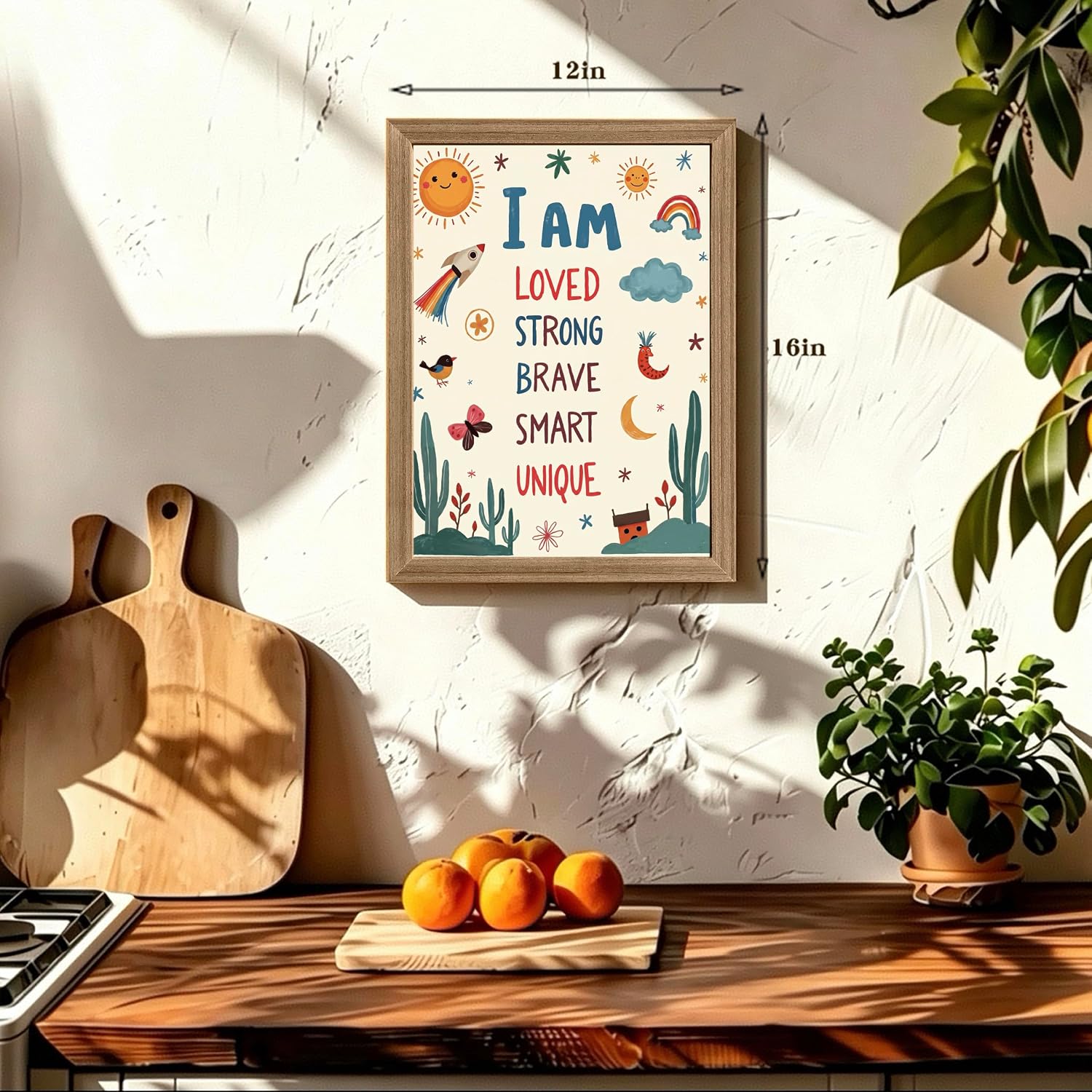 INJOLLY Wood Framed Kids Affirmation Nursery Wall Art 12x16 in image 5