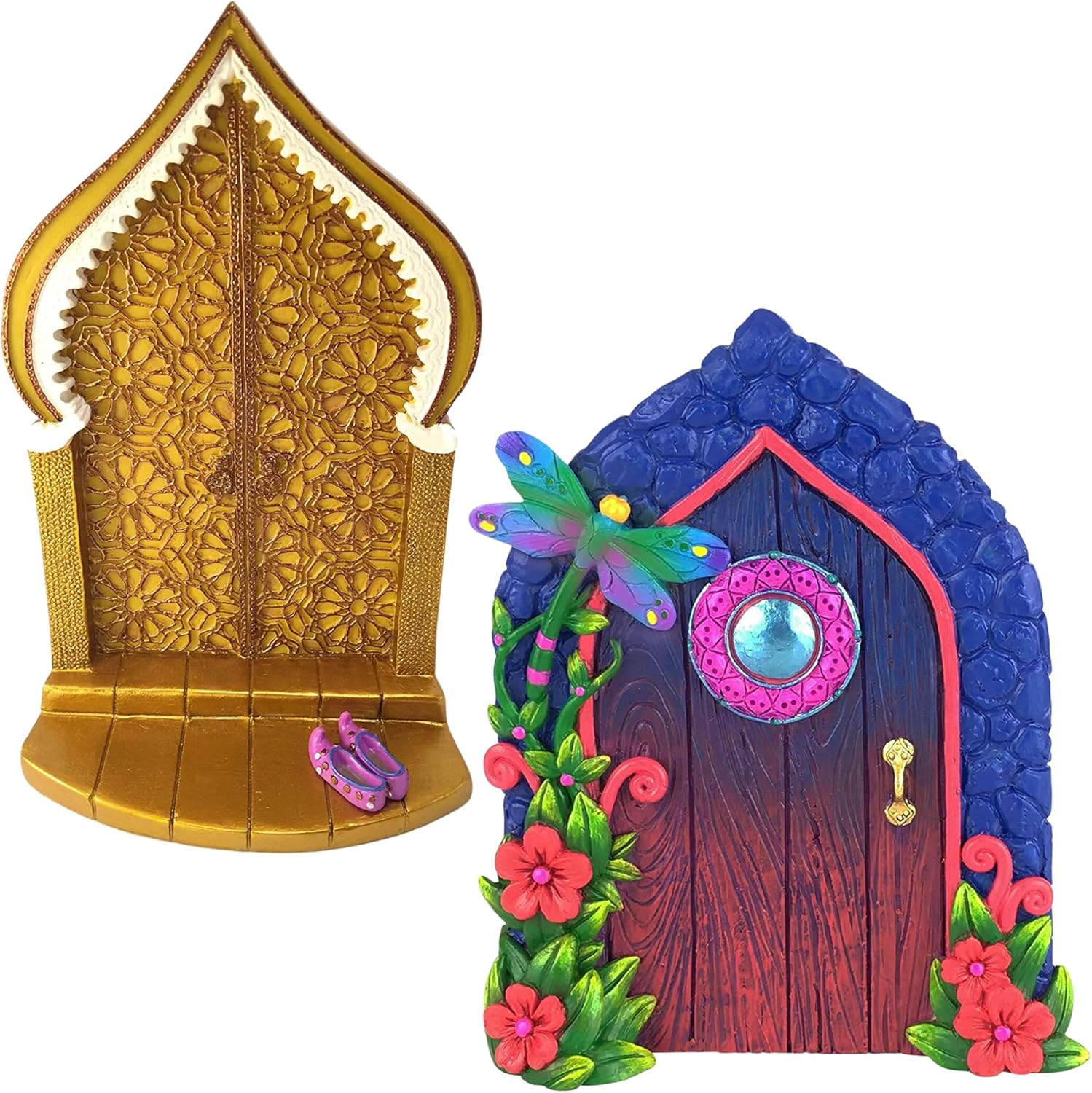 GlitZGlam Miniature Dragonfly and Morrocan Style Fairy Door and for The Enchanted Garden Fairies and Gnomes. A Fairy and Gnome Garden Accessory