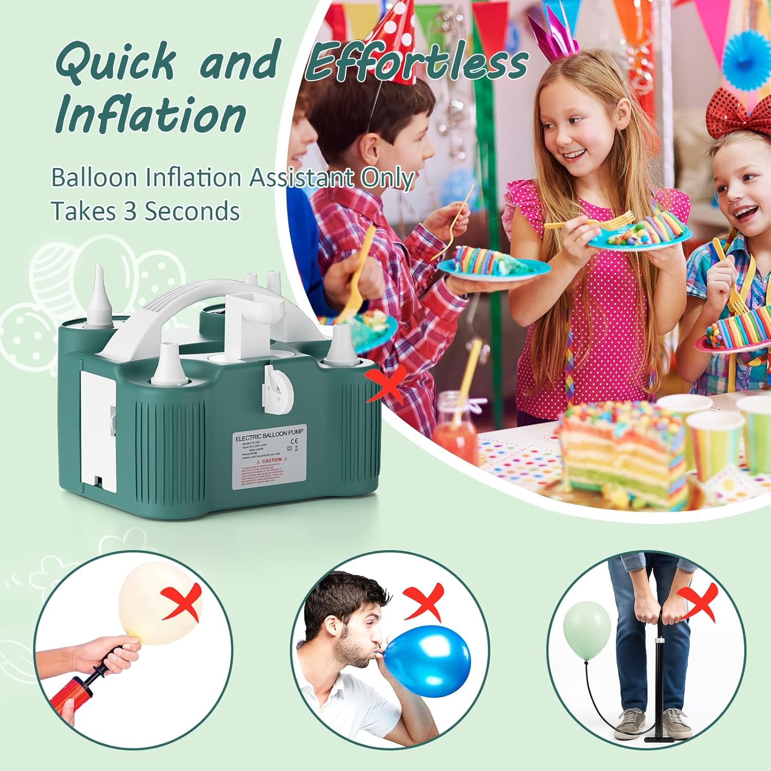 4-in-1 Balloon Pump Electric Balloon Pump Inflador De Globos Electrica Sports Balls Pump for All Balloons Latex Foil 260q Mylar Balloon, Air Cushion Pool Float Yoga Ball Inflator Balloon Machine