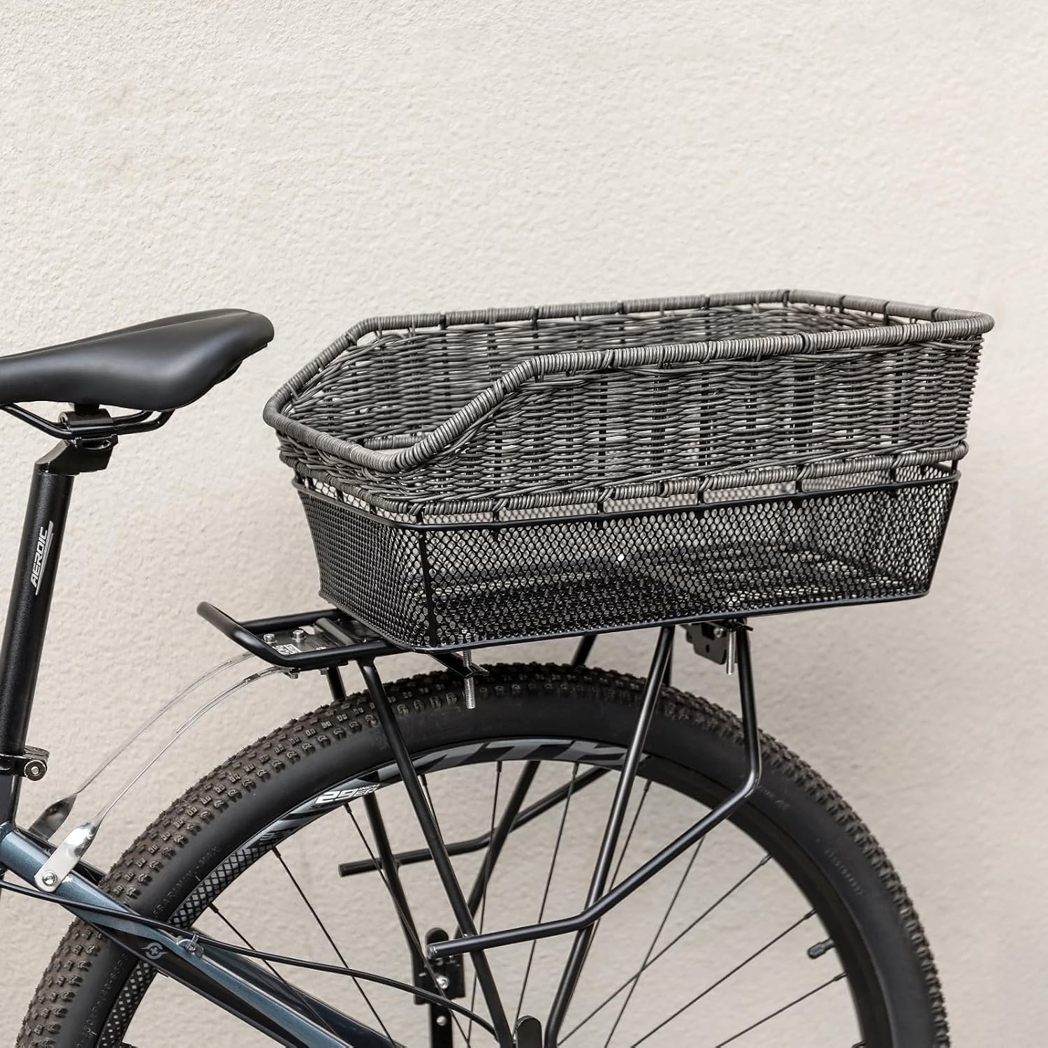 CXWXC Tylny kosz rowerowy z siatką ładunkową i grubą podszewką rowerową