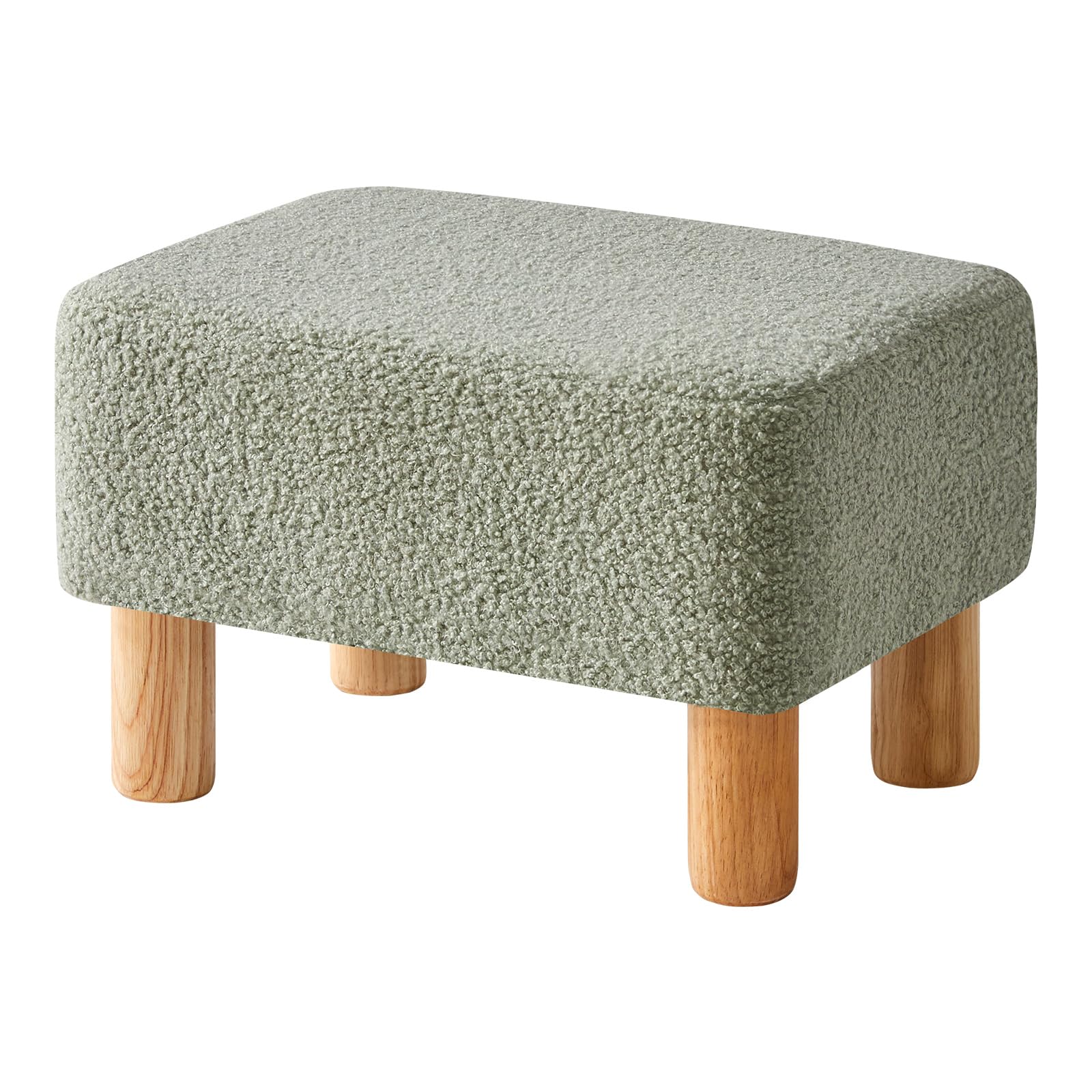 YMYNY Petit Pouf Ottoman, Repose-Pieds, Ottomane Rectangulaire avec Pieds en Bois Stable, Matériau Teddy, Tabouret Bas, Tabouret de Canapé pour Salon, Chambre à Coucher, 42 × 29 × 24CM Vert HBD030GR