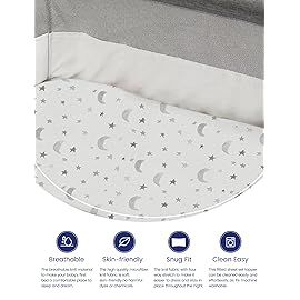 TotAha Premium Soft Pack n Play Sheets, Super Stretchy Jersey Knit Mini Crib Sheets Fitted, Silky Comfort Graco Pack and Play Mattress Sheets 2-Pack, Moon & Grey Sky