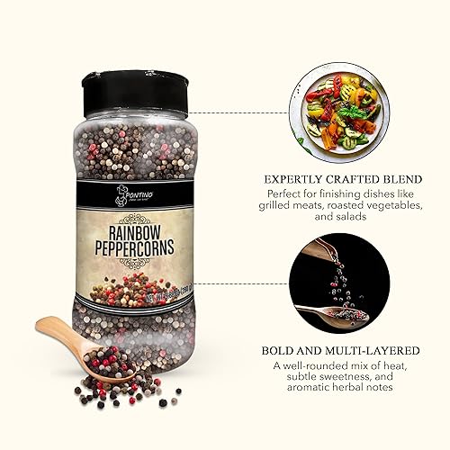 Miniatura 10 de PONTINO Molinillo de pimienta arcoíris de 11 oz (311 g)  Condimento para cocinar  Para condimentar todos tus platos  Perfecto para carnes a la