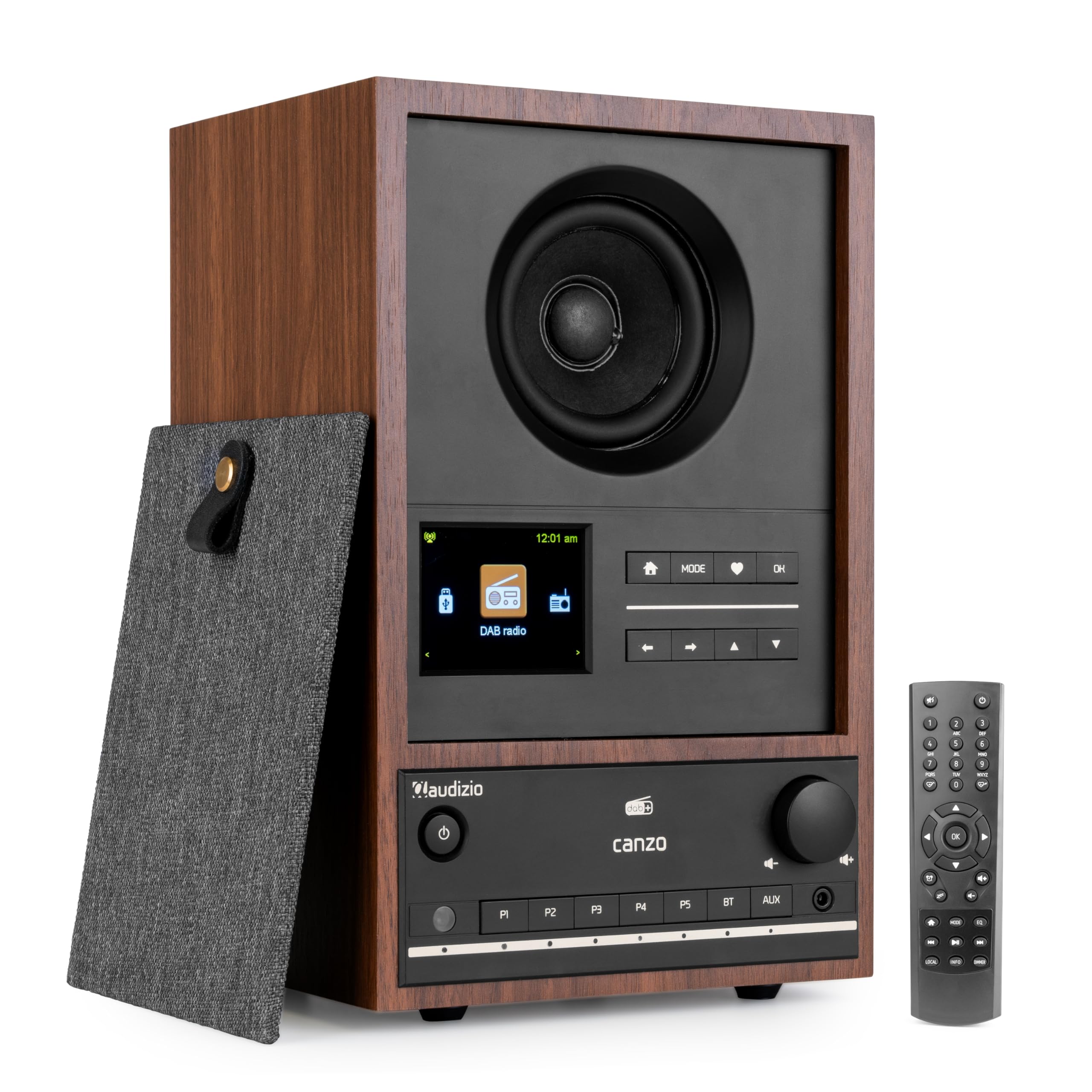Audizio Canzo - DAB Radio, Internetradio mit WLAN & Bluetooth 5.3, Digitalradio, Radio mit Fernbedienung, Küchenradio mit LAN-Anschluss, AUX & Line-Out, ideal für Küche, Wohn-& Schlafzimmer - Walnuss