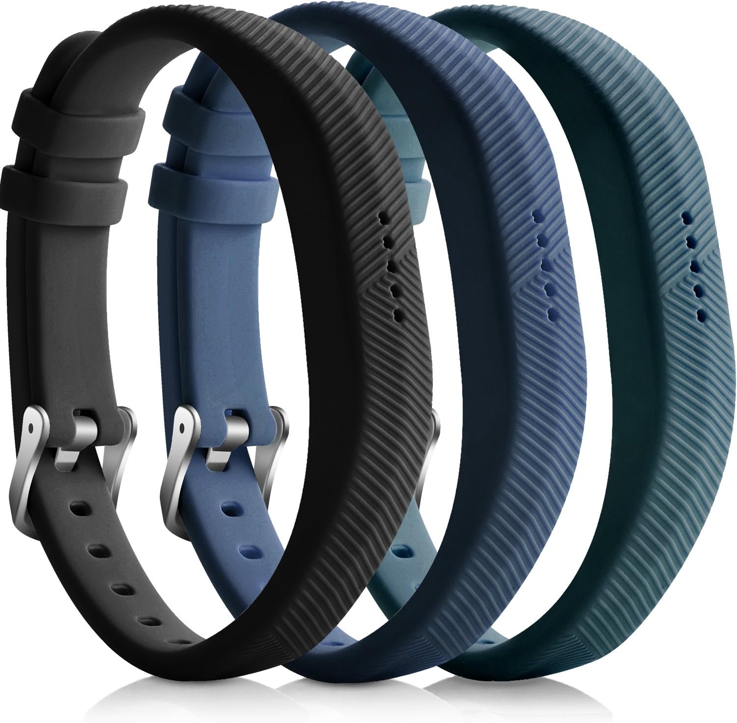 for Fitbit Flex 2 Replacement Bands, Soft Silicone Adjustable Accessory Wristband for Women Man (No Tracker)-3 Pack:Black&Navy&Slate