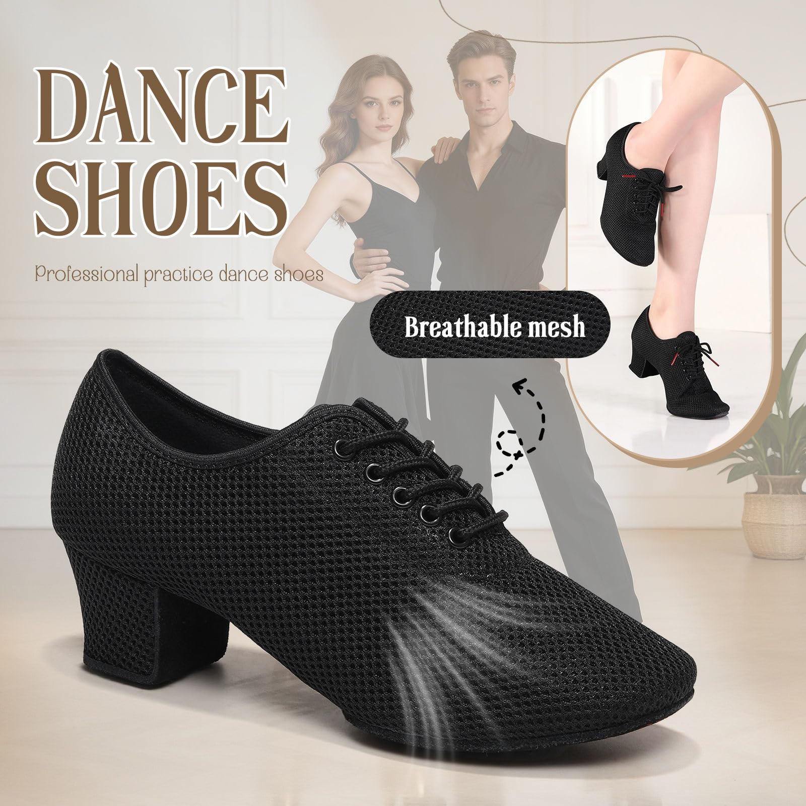 Scarpe da Ballo Latino con Tacco Basso con Lacci Salsa Tango Moderno Jazz Pratica Scarpe da Allenamento