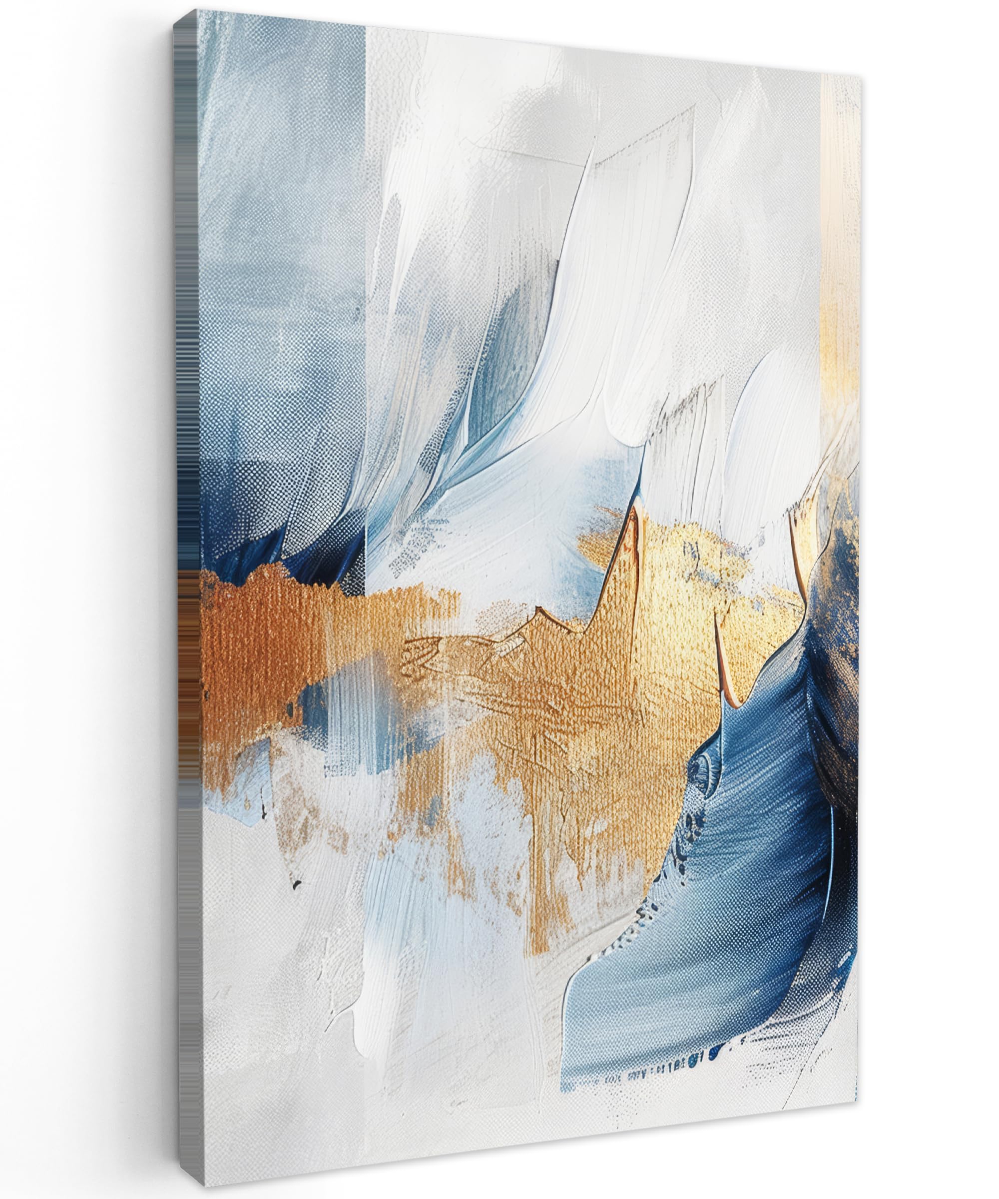 MuchoWow© Canvas Wall Art 24"x35" / 60x90 cm Decor Paintings Prints framed on Canvas Decorations Wallart Gold - Blue - Watercolour - Art - Modern