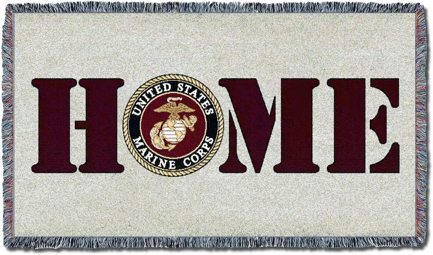 Pure Country Weavers US Marine Corps - Home Emblem Blanket - Gift Military Tapestry Throw for Back of Couch or Sofa - Woven from Cotton - Made in the USA (61x36)