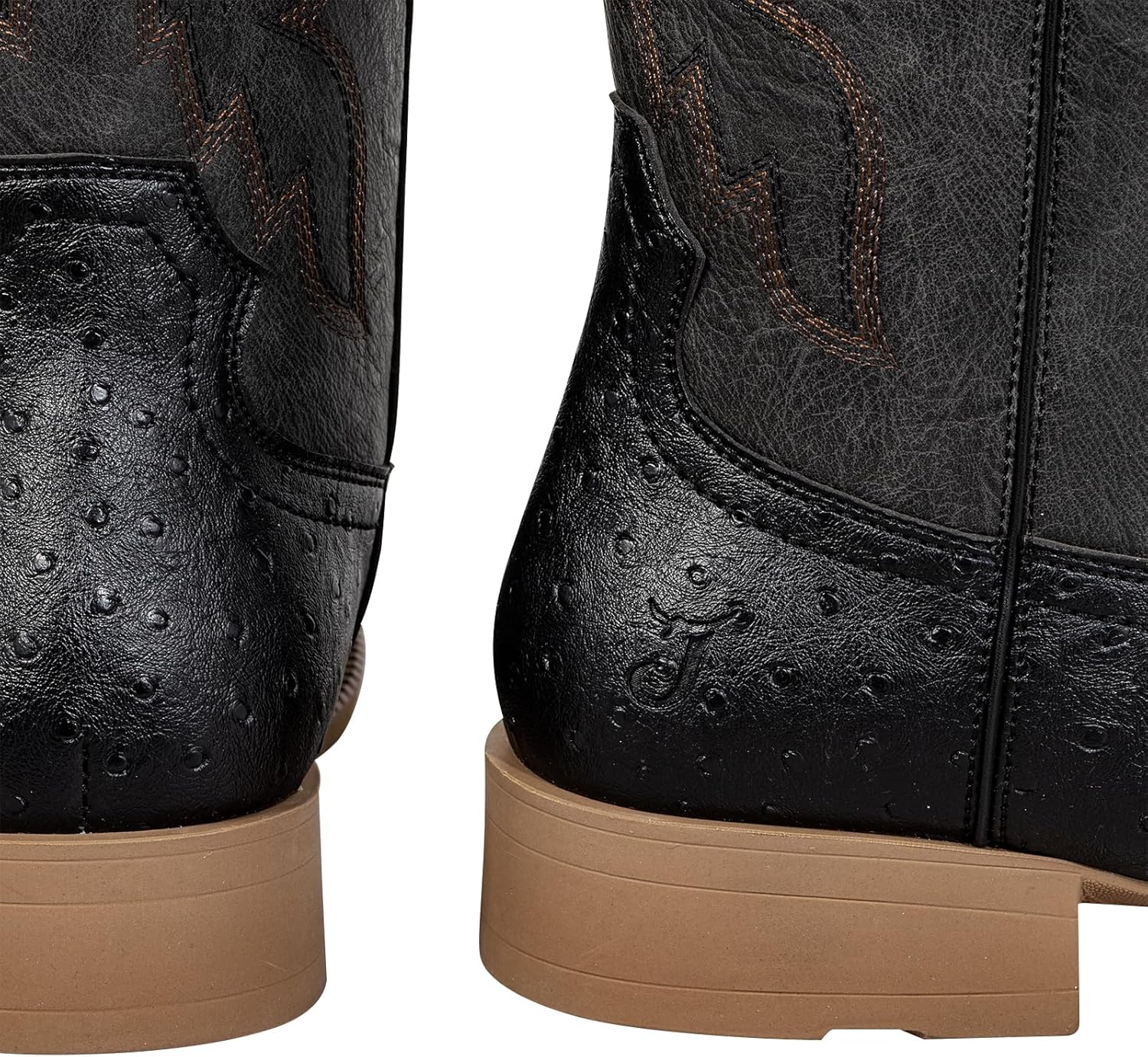 J's.o.l.e Ostrich Mens Cowboy Boots Square Toe - Wide Fit & Western Style Exotic Boots,Stitching & Lightweight Outsole for Riding,Ranch,Country Casual