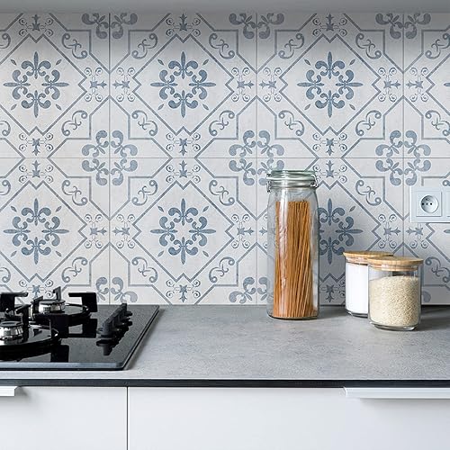 12 calcomanías de vinilo esmerilado para transferencia de salpicaduras en muro, adhesivo autoadhesivo para suelo de cocina, baño, mediterráneo, 8 x