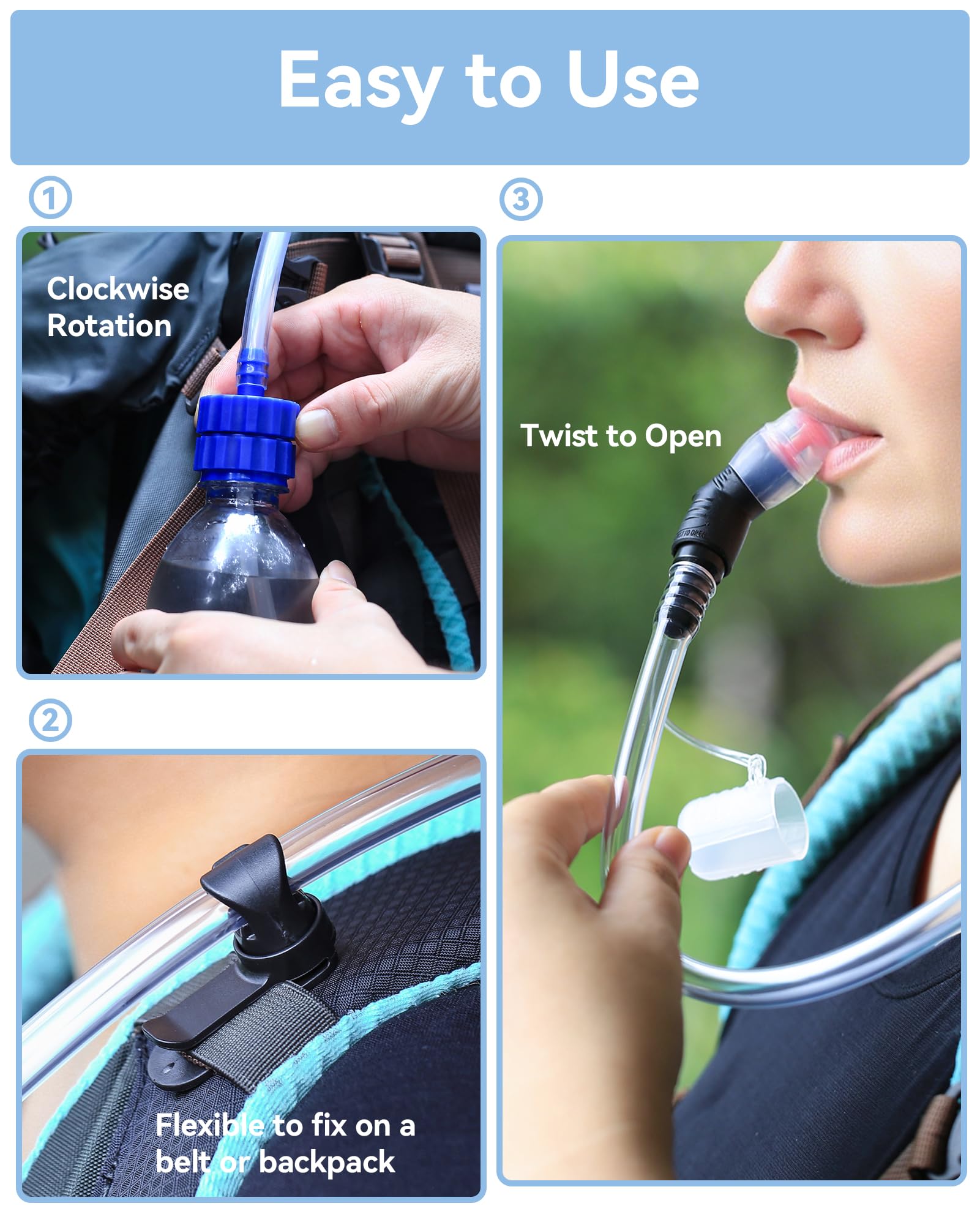 Trinkadapter-Set für Wasserflasche, Umwandlung, 2er-Pack, kompatibel mit verschiedenen Arten von Wasserflaschen, Outdoor-Sportzubehör, Verwendung für Camping, Wandern, Rucksackreisen
