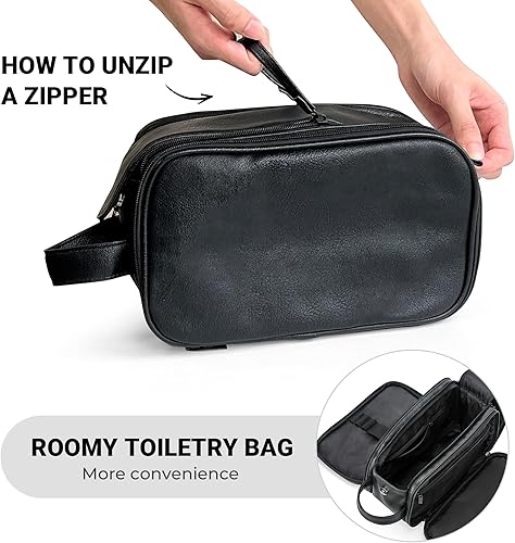Miniatura 5 de Elviros - Bolsa de aseo de viaje para hombre, gran kit de afeitado Dopp resistente al agua, organizador de artículos de baño, bolsas cosméticas de