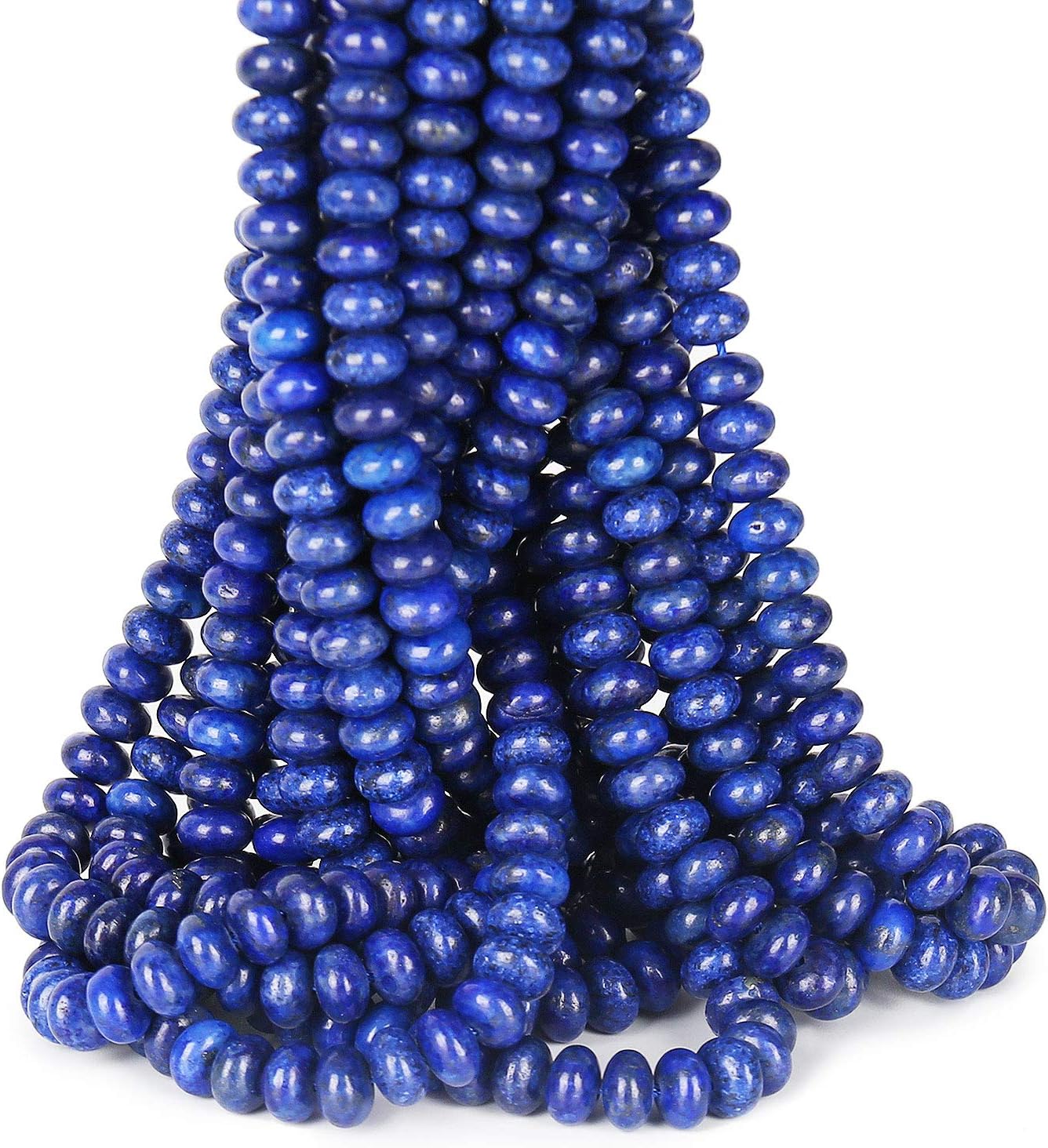 ICAI Beads 5x8mm Natural (Lapis Lazuli Stone, 5x8) Beads Rondelle Spacer Loose Beads for Jewelry Making DIY Crafts Design 1 Strand 15" APPR