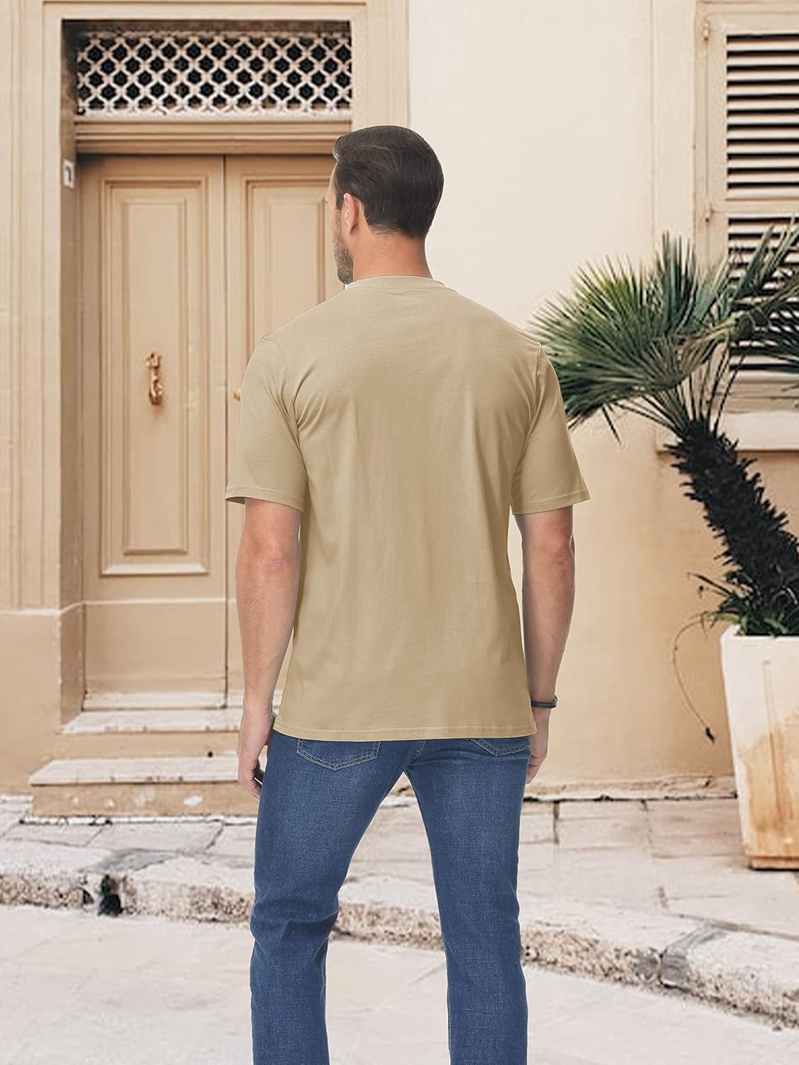 TACVASEN Men's Henley Shirt Cotton Short Sleeve 3 Buttons Chest Pocket Casual T Shirt Lightweight Shirt Solid Color