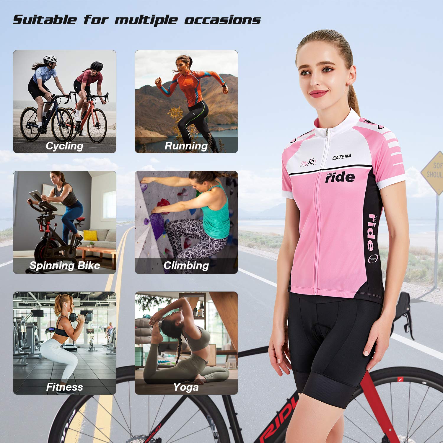 CATENA Maillot de Ciclismo Jersey Mujer Manga Larga Ropa para MTB Bike Deportes Aire Libre Ciclo Bicicleta Camisas