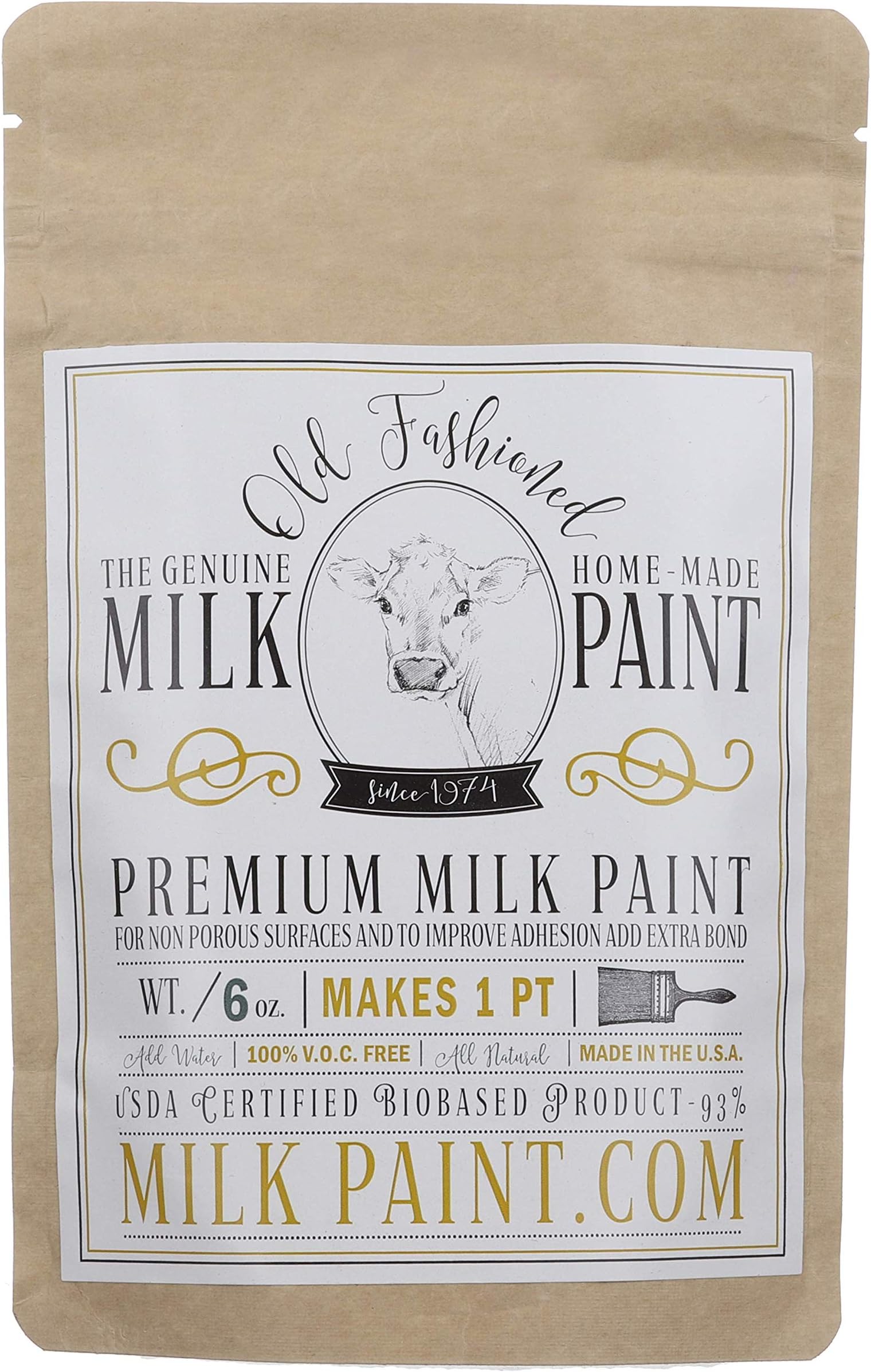 Old Fashioned Milk Paint Non-VOC Powder Paint, 1 Pint, Pitch Black