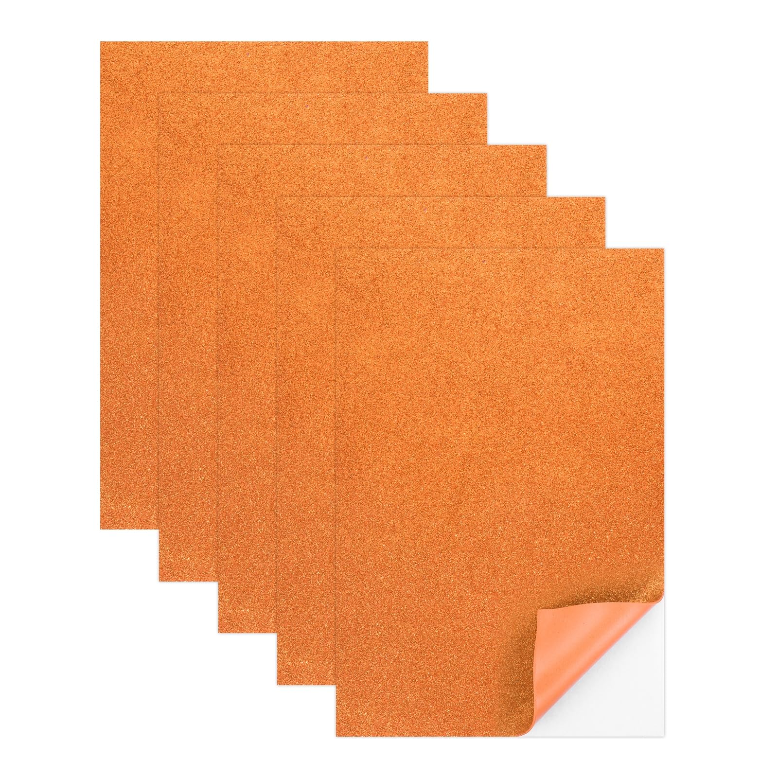 sourcing map 5 Sheets Orange Shiny Foam Sheets with Adhesive Backing, 8x12Inch Self-Adhesive Shiny EVA Foam Sheets Sticky EVA Paper Stickers for Art Crafts Projects, DIY Party Decoration