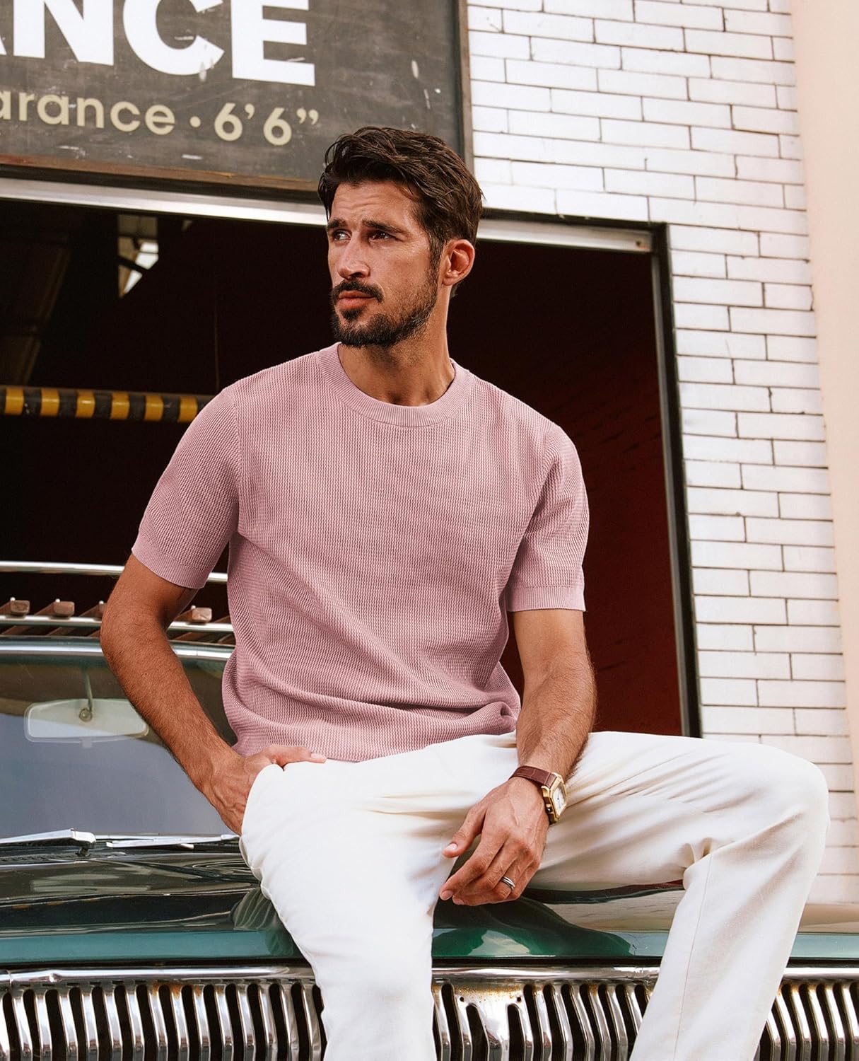 PJ PAUL JONES Mens T-Shirts Knit Short Sleeve Crewneck Shirt Casual Textured Pullover Tees - Image 2