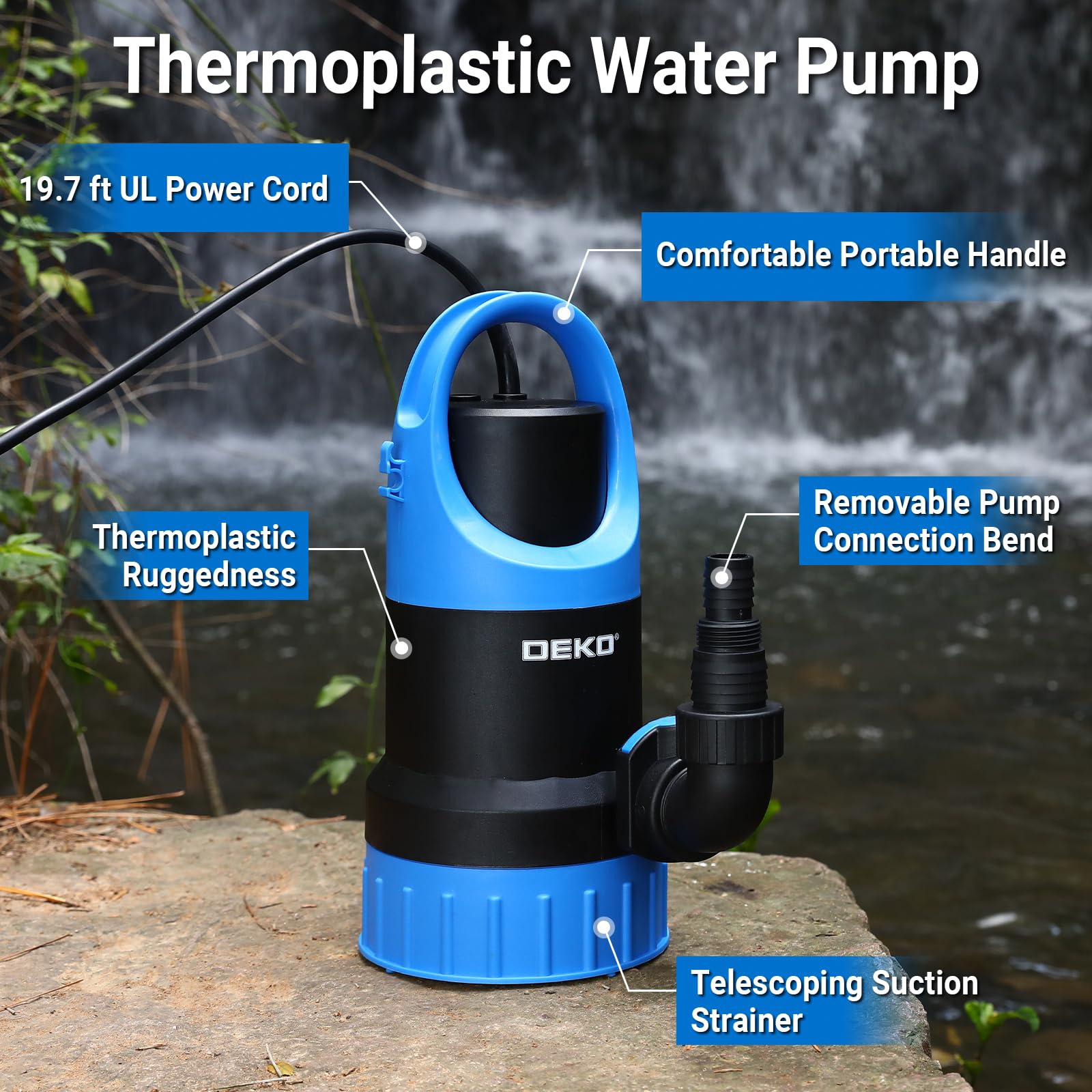 Amazon | DEKO 750W 水中ポンプ 底部入水式 汚水ポンプ 最大吐出量