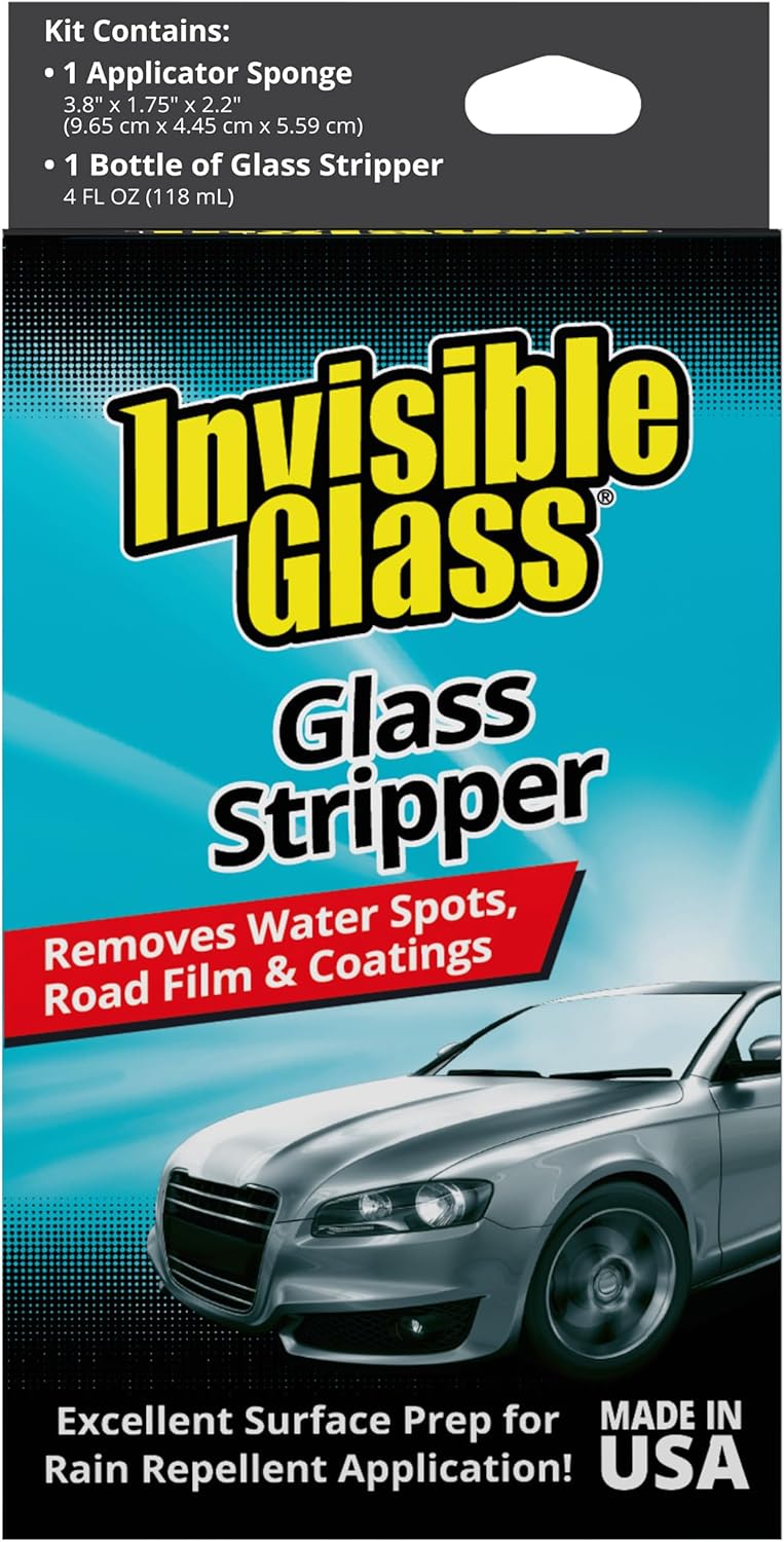 Invisible Glass 91411-6PK Glass Stripper – Hard Water Spot Remover – Strips Coatings, Waxes, Oils & Road Film – Preps Windshields for Rain Repellent & Ceramic Coating – 4 Fl Oz (Pack of 6)