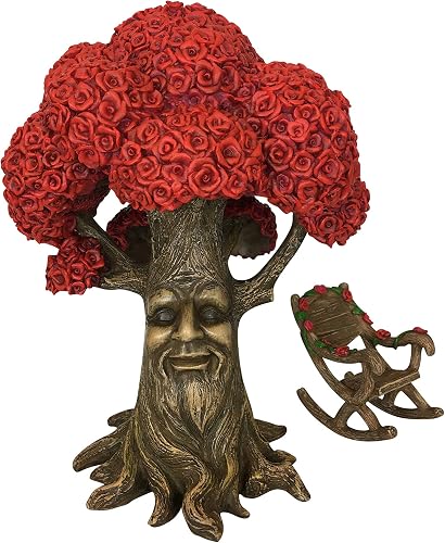GlitZGlam Fairy Garden Miniature Tree: Mr. Rose The Red Rose Tree of Azar (9 Inch Tall) for Garden Fairies and Gnomes. Part of Azarian Collection