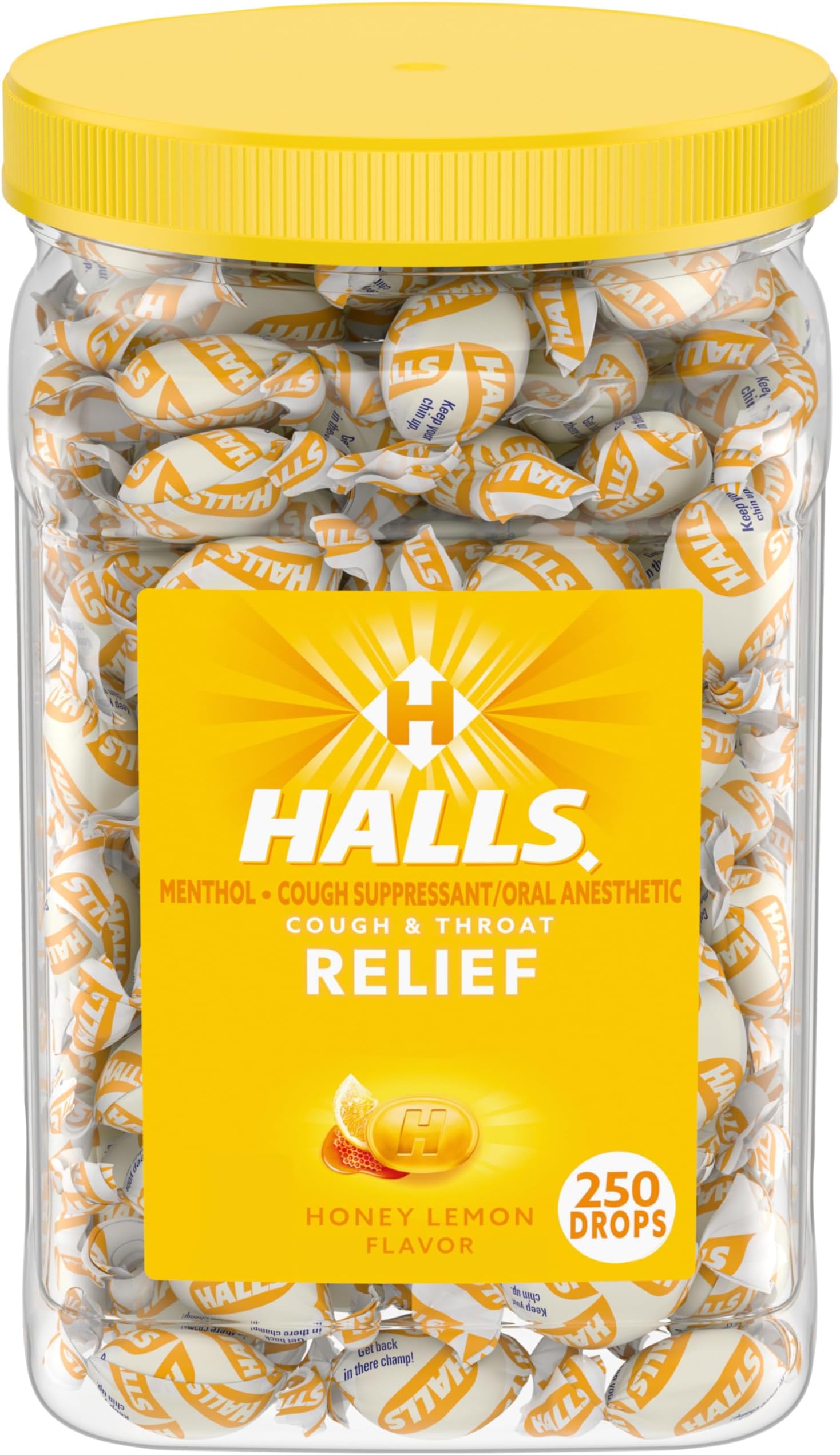 Cough and Throat Relief Honey Lemon Cough Drops, Bulk Pack, 250 Drops