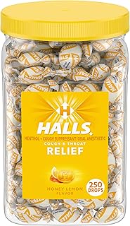 HALLS Cough and Throat Relief Honey Lemon Cough Drops, Bulk Pack, 250 Drops