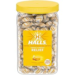 HALLS Cough and Throat Relief Honey Lemon Cough Drops, Bulk Pack, 250 Drops