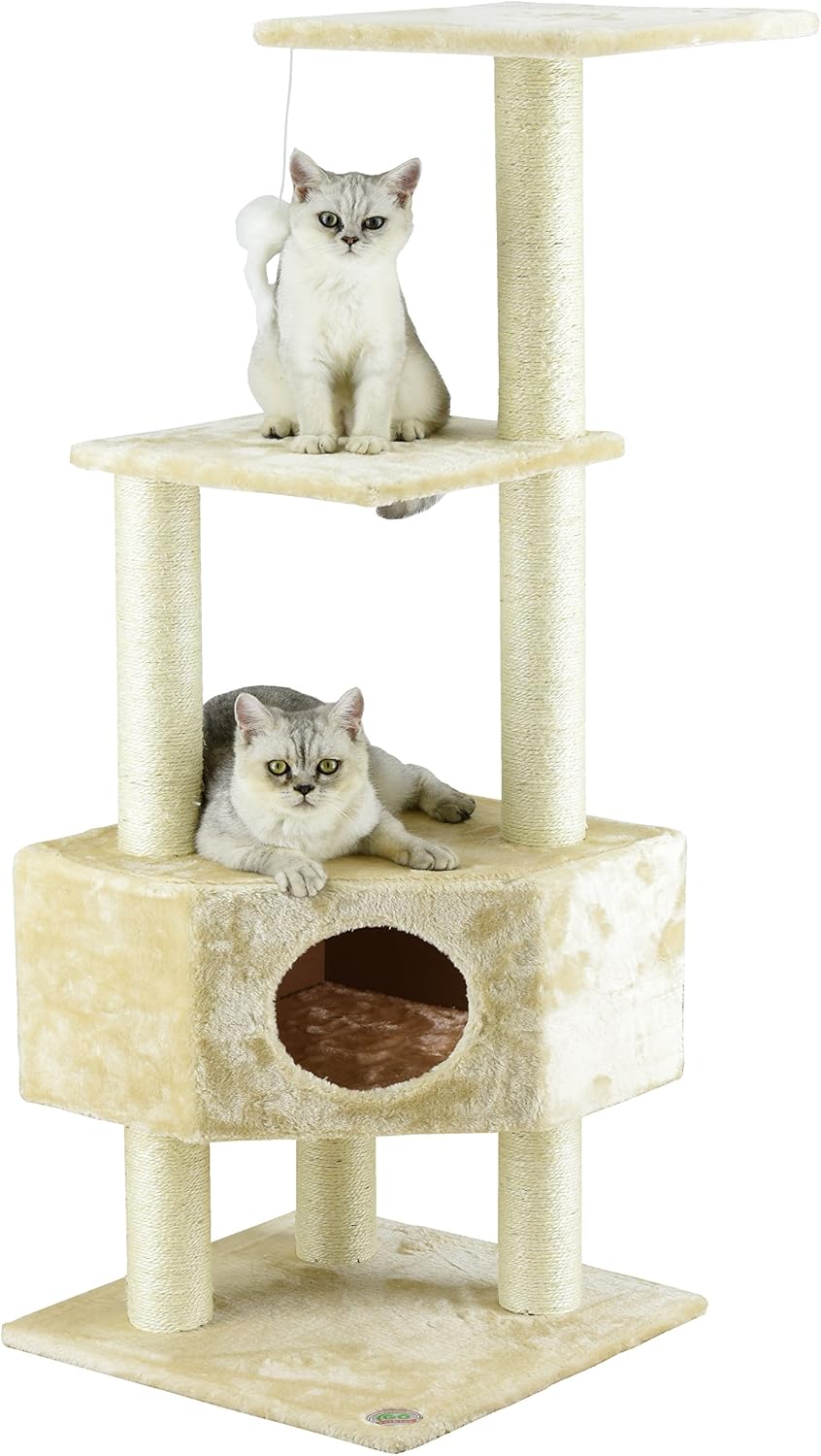 Go Pet Club 51-Inch Sisal Covered Corner Cat Tree and Condo