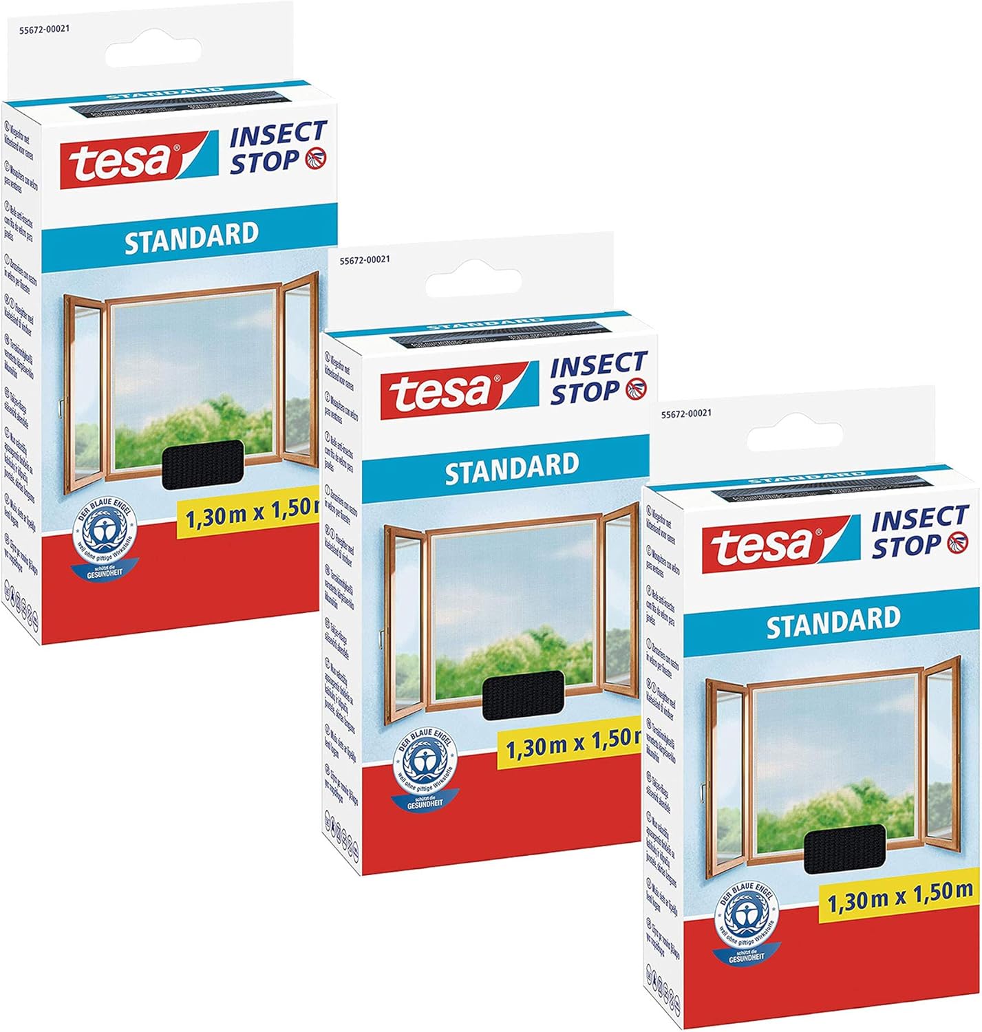 Tesa® Insect Stop Standard Mosquito Net for Windows - Cut to Size Anthracite (Transparent), 5er Pack - Anthrazit (Durchsichtig)