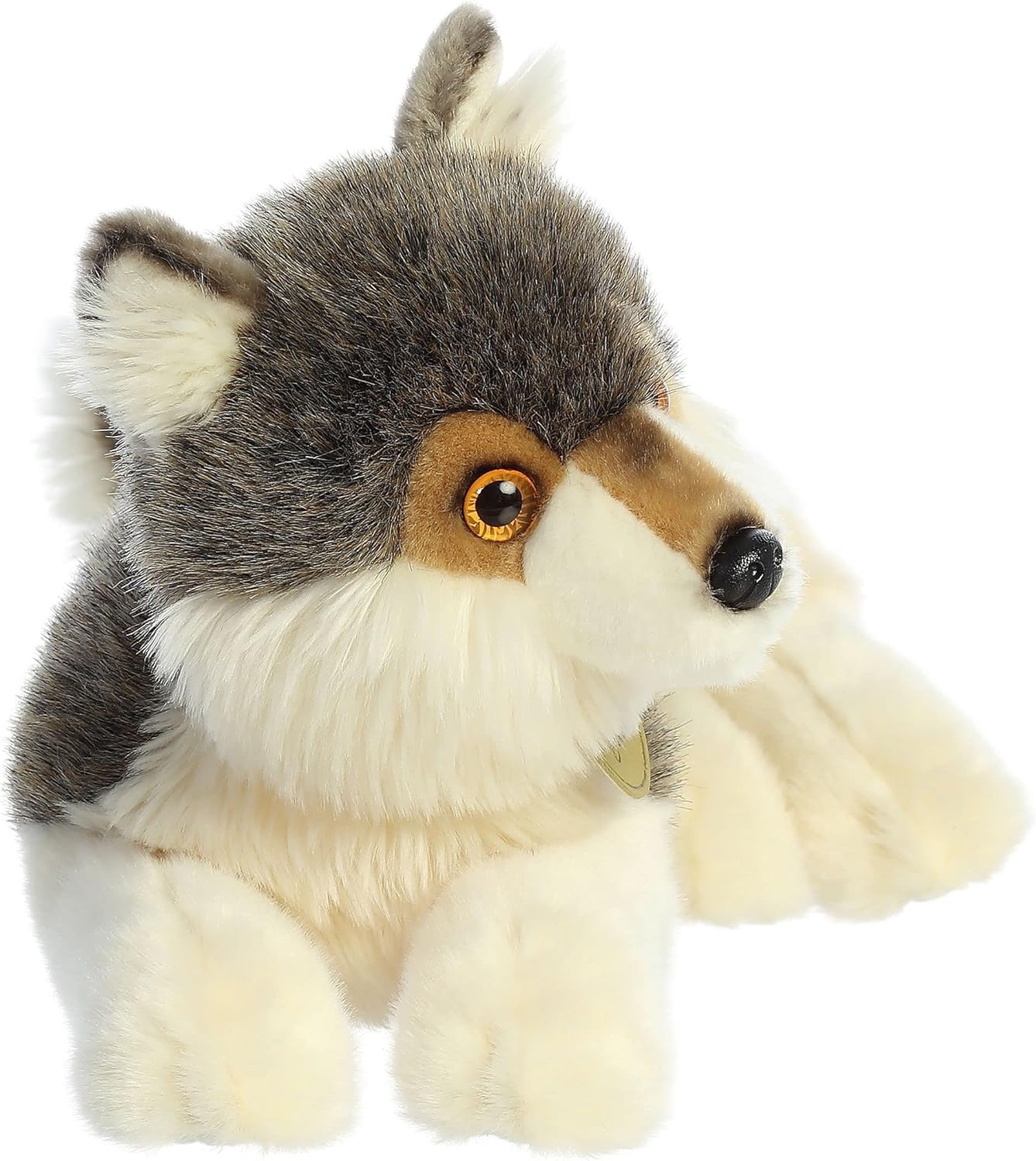 Aurora® Realistic Miyoni® Wolf Stuffed Animal - Lifelike Details Make a Cherished Companion - Perfect for Decorating Bedrooms or Classrooms - Gray 13 Inches
