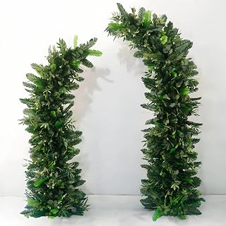 Faux Plant Decor with Lush Foliage, Artificial Greenery Arch Floral Set, for Ox - Horn Arch, for Wedding Ceremony, Guest Sign - in, Event Backdrop,Without Arch,5.2+6.2ft