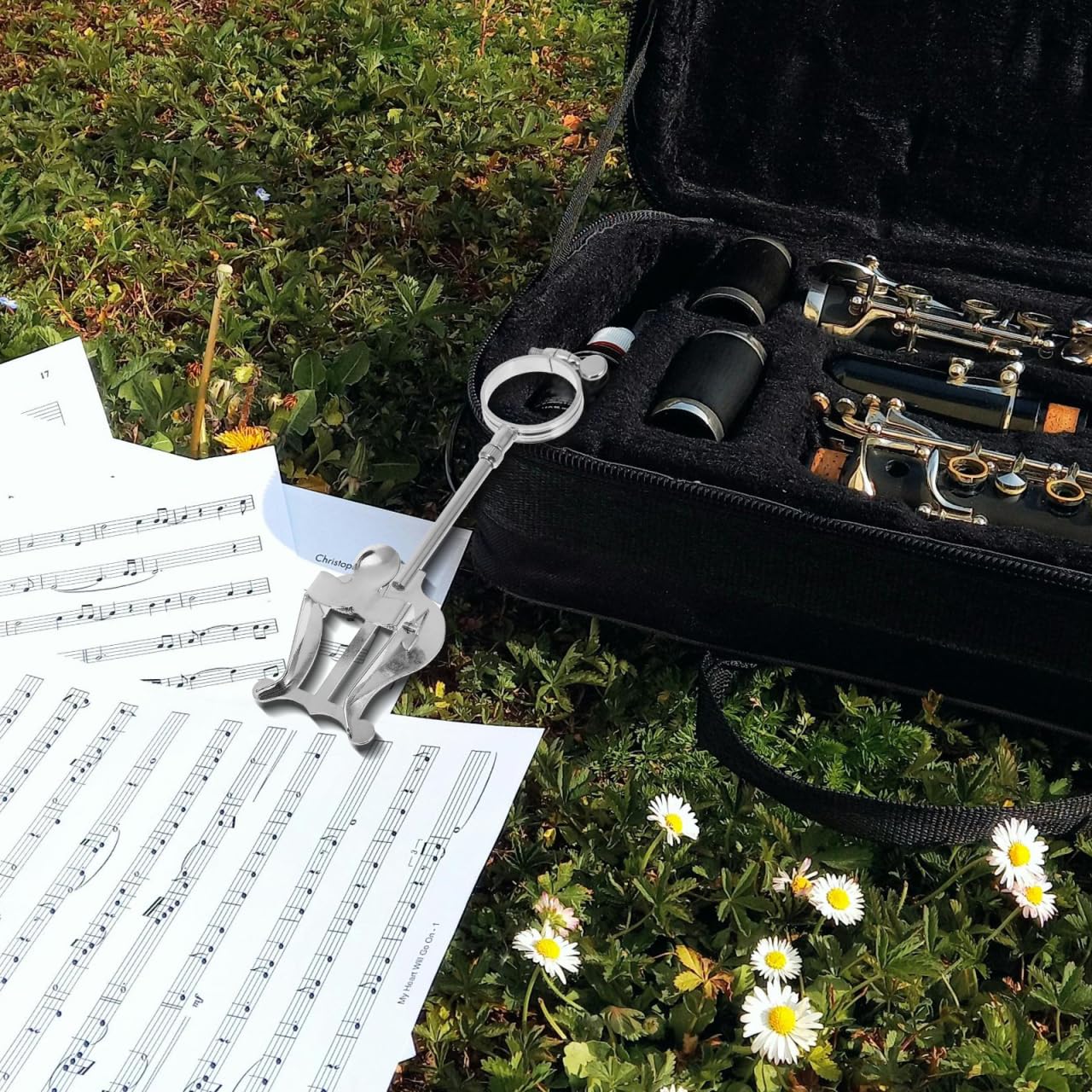 SUPVOX Leggio Portatile Per Spartiti Musicali in Ferro Clip Per Note Musicali Per Clarinetto Design Semplice e Pratico Forte Forza Di Serraggio Facile Da Usare e Trasportare